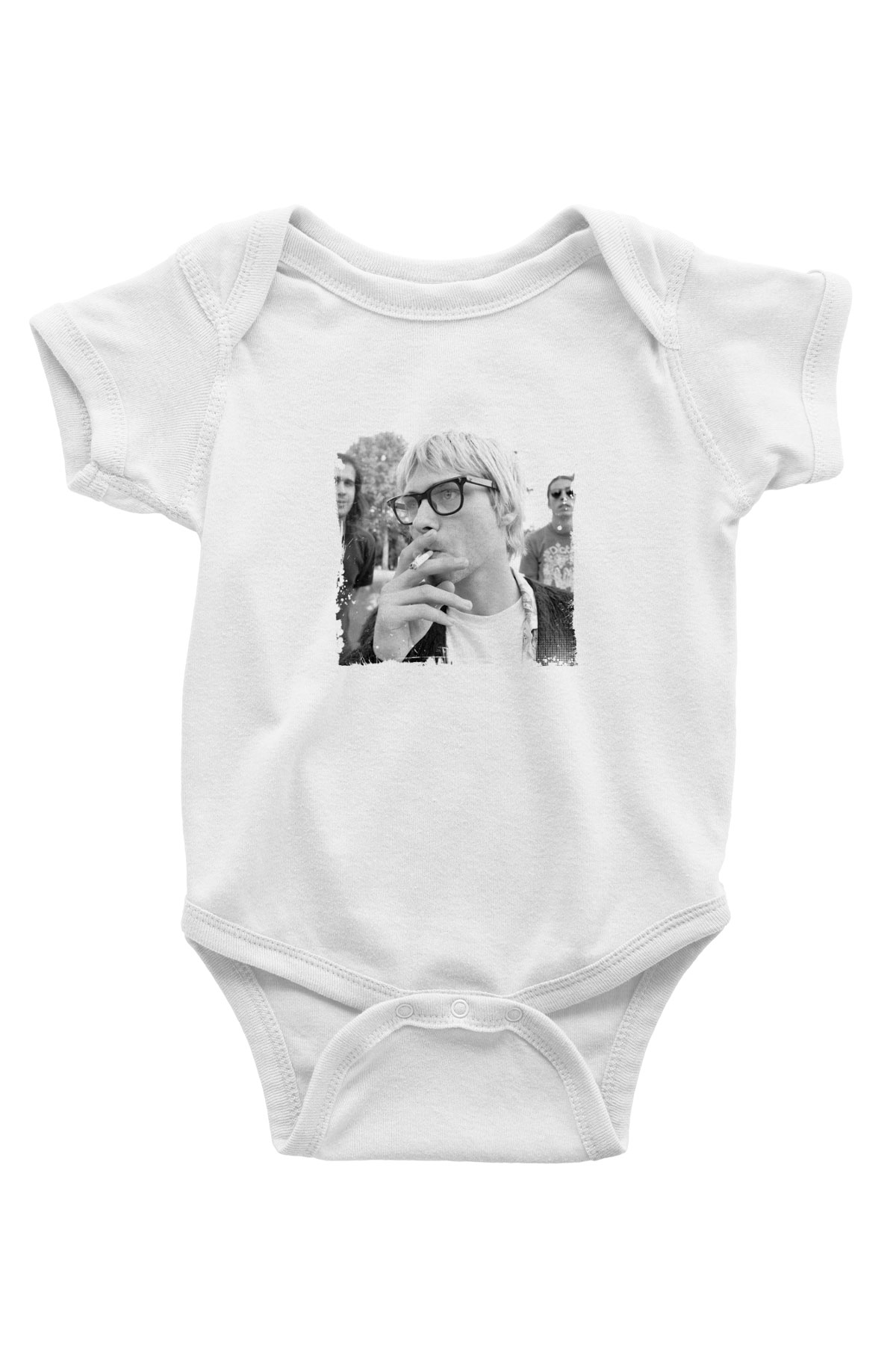 Kurt Cobain Unisex Baskılı Beyaz Bebek Body - Zıbın