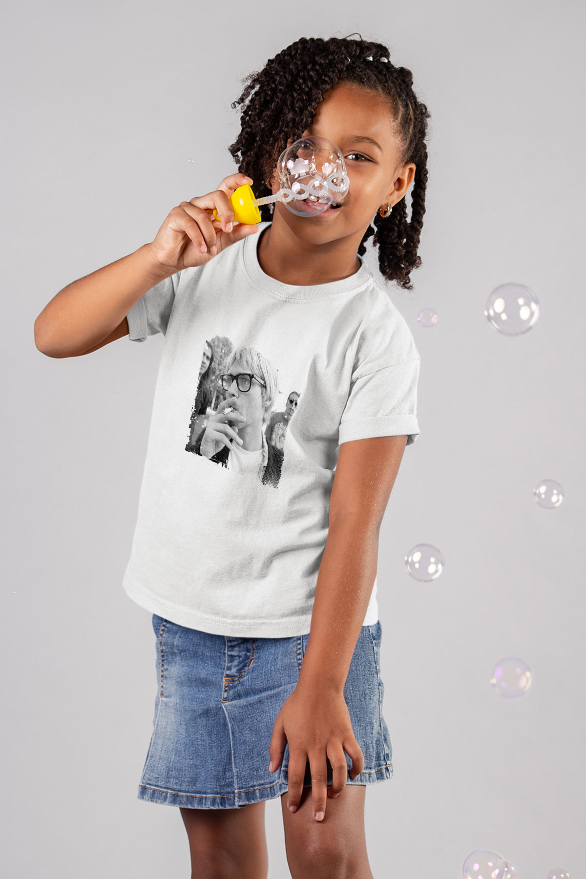 Kurt Cobain Unisex Baskılı Beyaz Çocuk Tişört