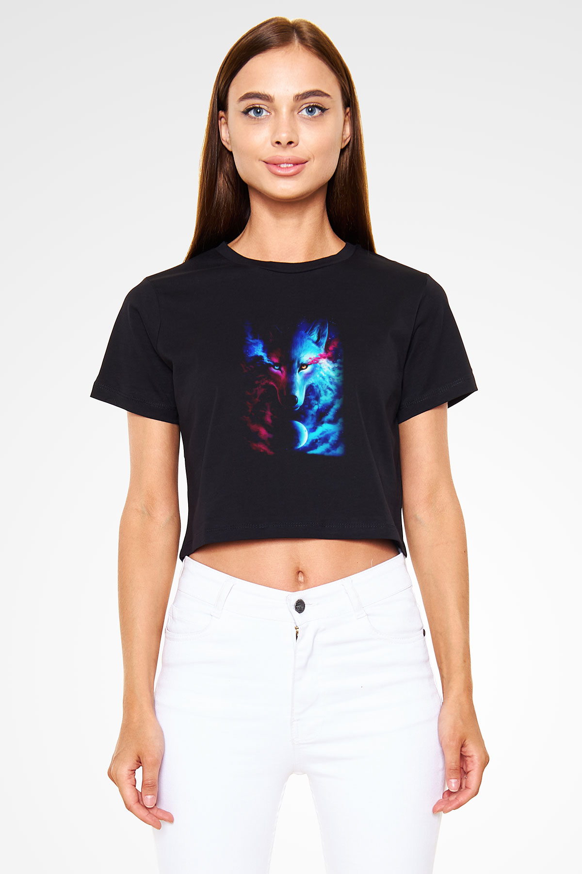 Kurt Siyah Crop Top Tişört