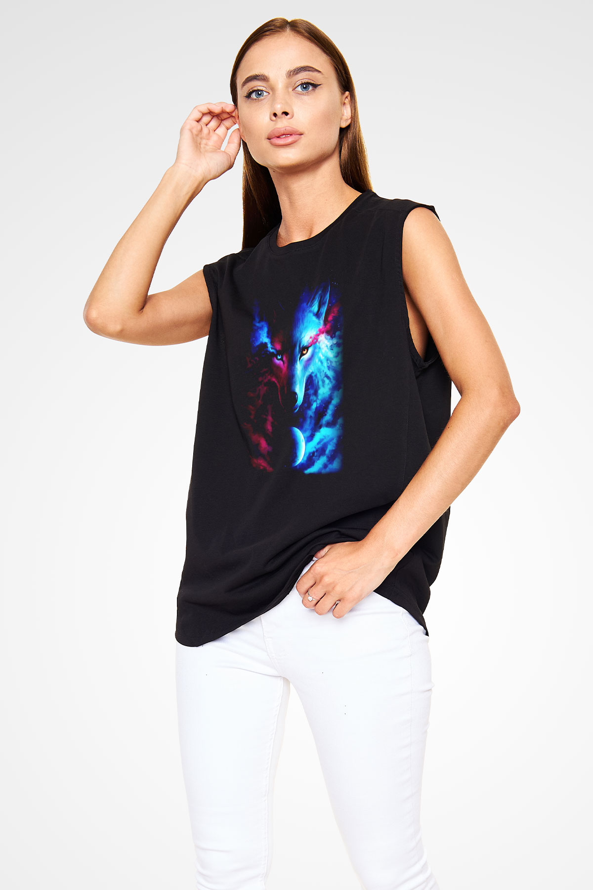 Kurt Siyah Unisex Kolsuz Tişört