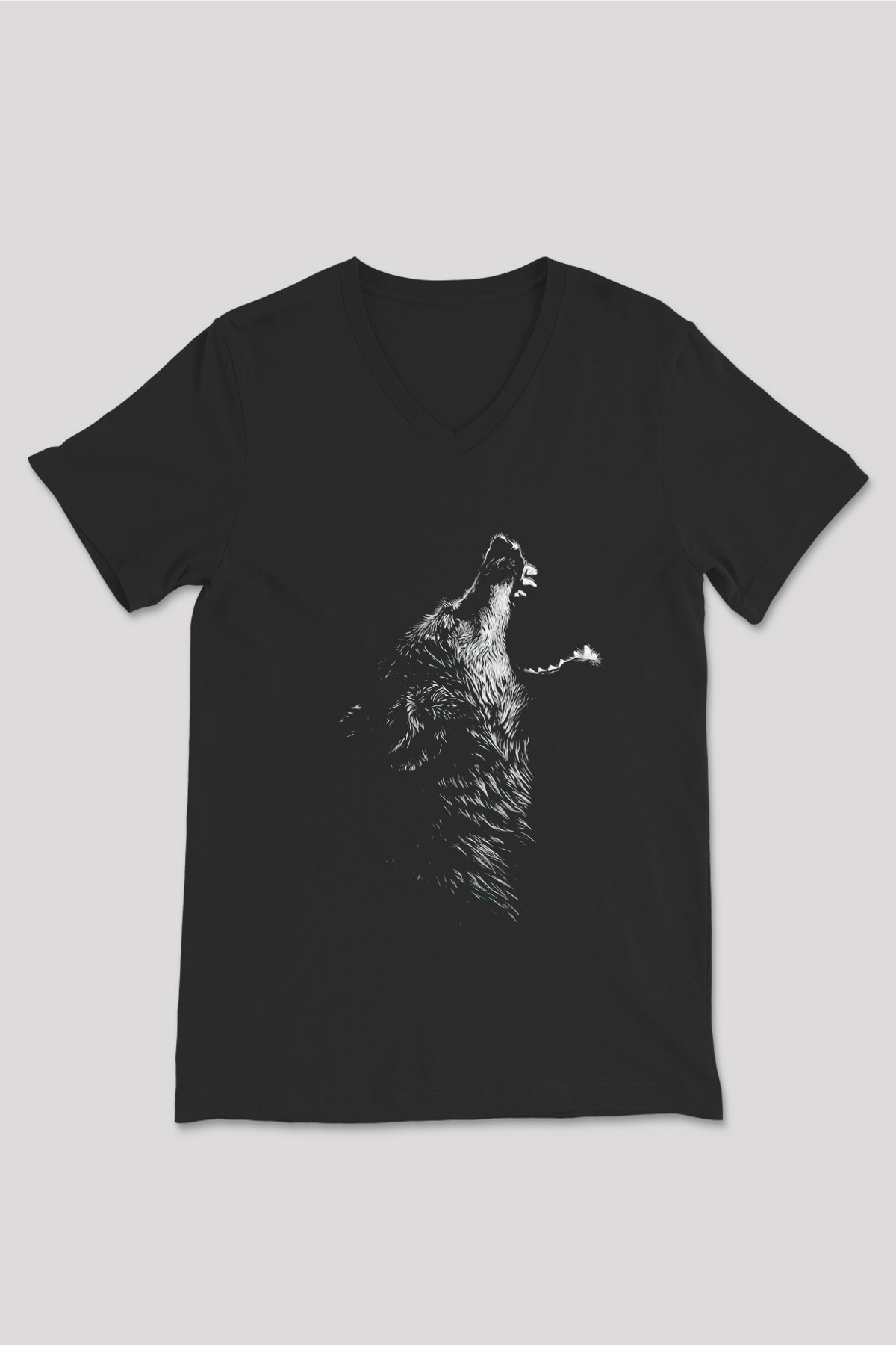 Kurt Siyah Unisex V Yaka Tişört