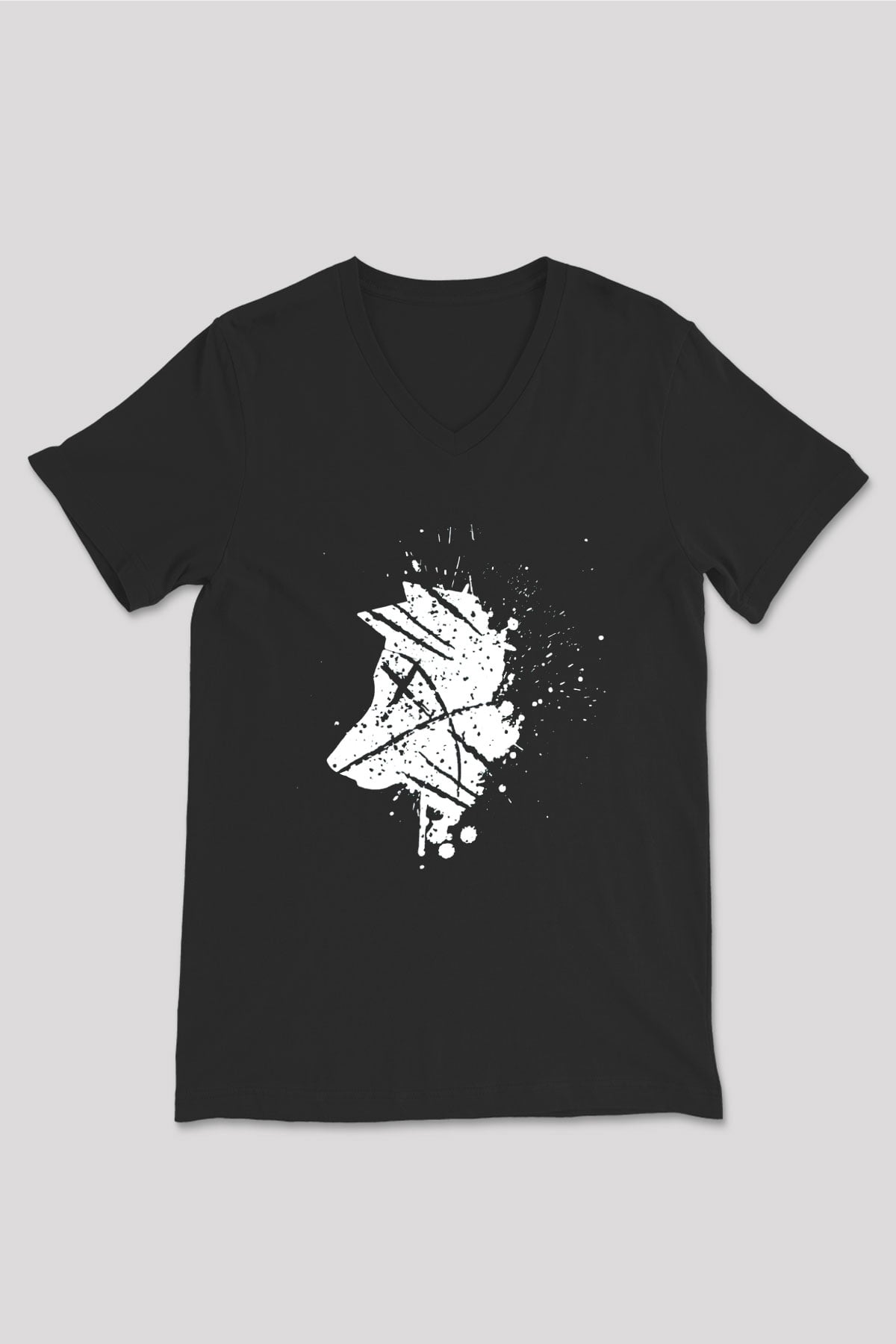 Kurt Siyah Unisex V Yaka Tişört T-Shirt