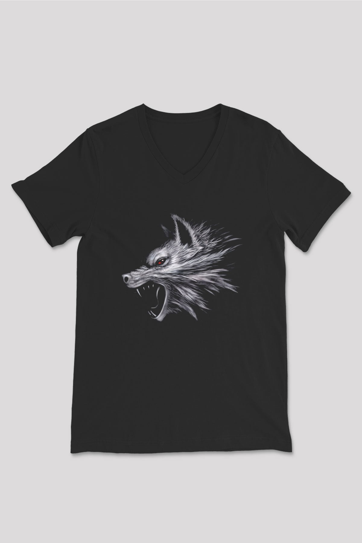 Kurt Siyah Unisex V Yaka Tişört T-Shirt