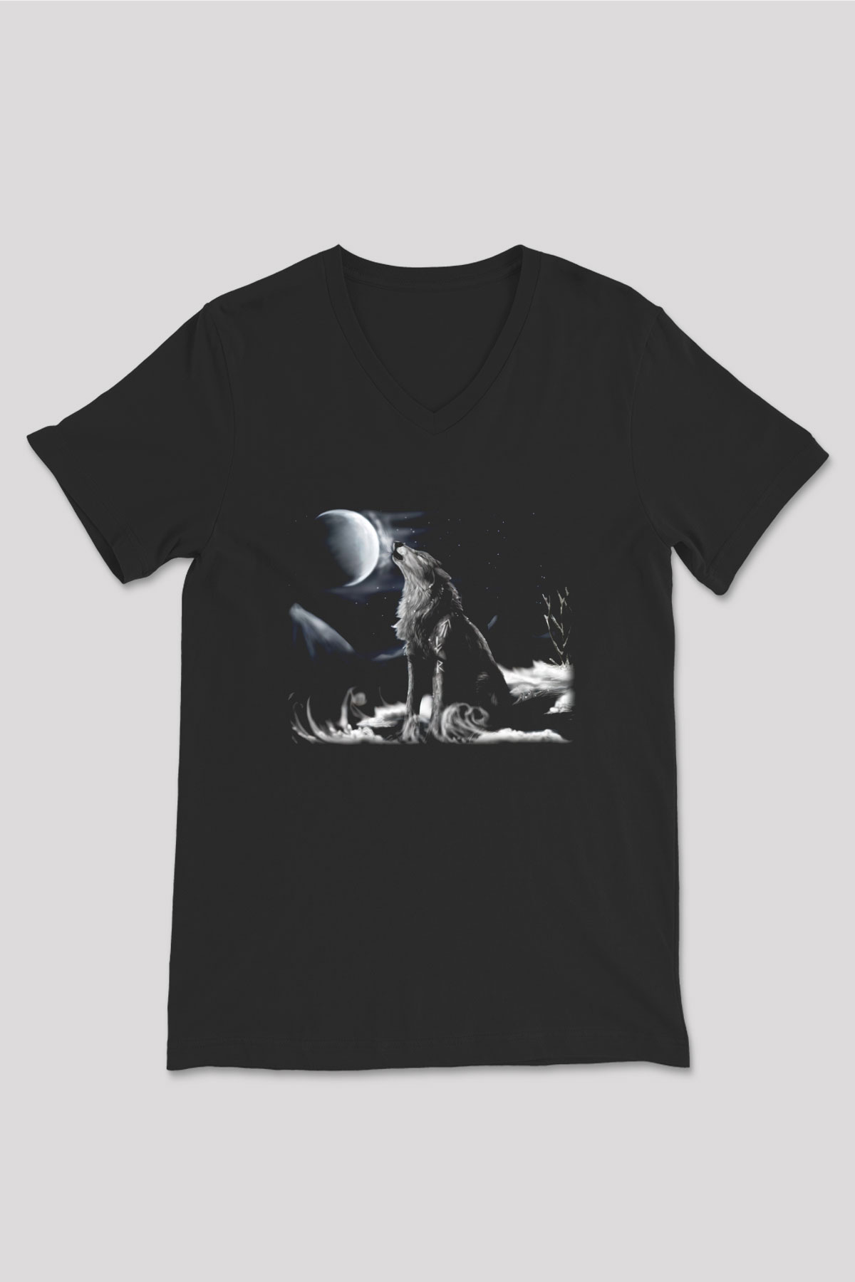 Kurt Siyah Unisex V Yaka Tişört T-Shirt