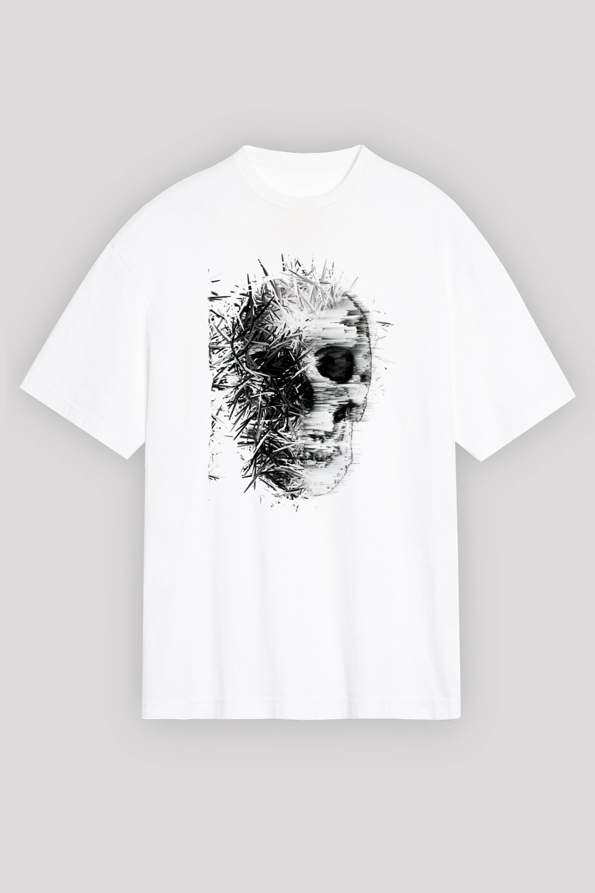 Kurukafa Baskılı Beyaz Oversize Tshirt