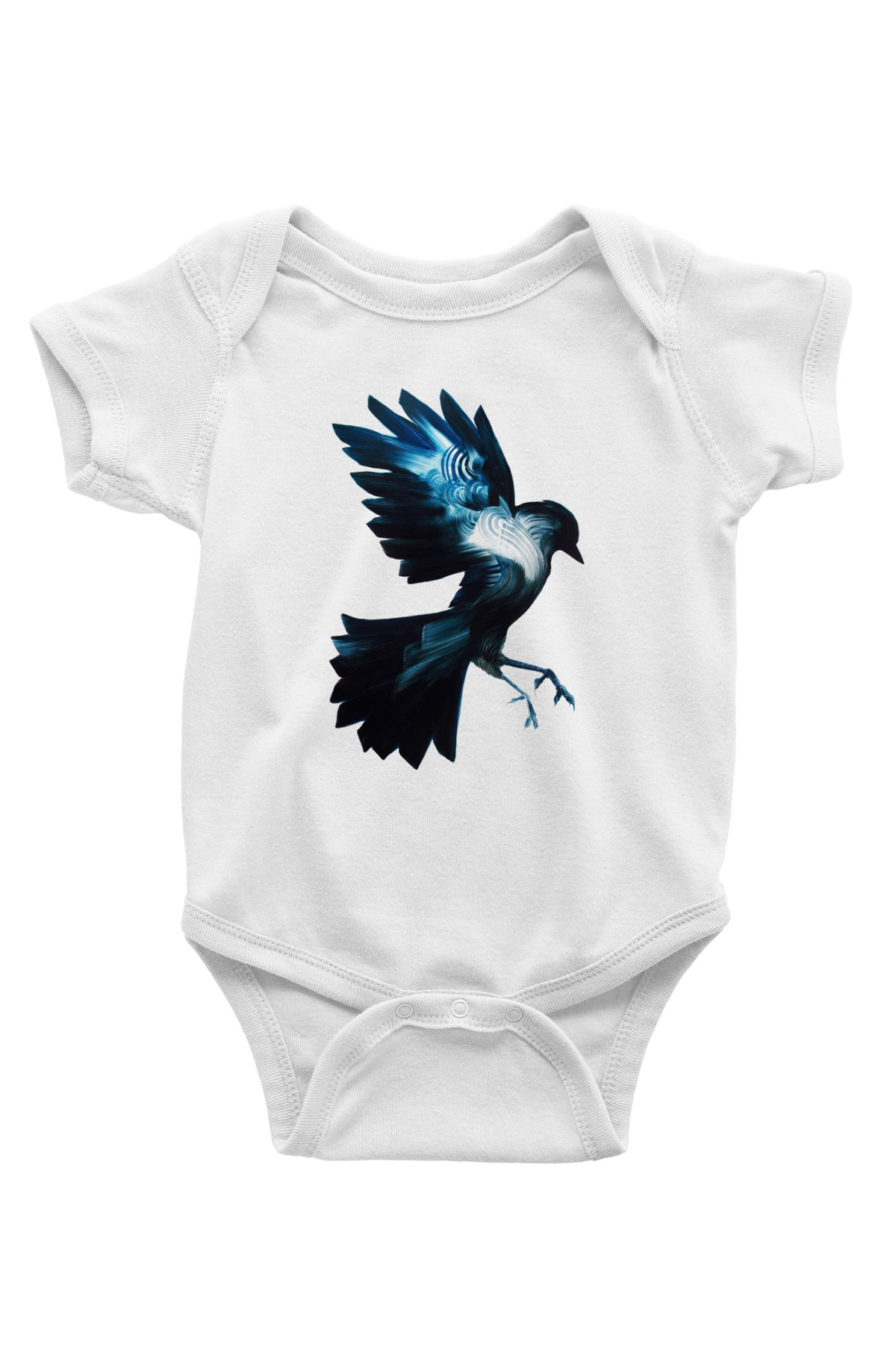 Kuş Baskılı Beyaz Unisex Bebek Body - Zıbın