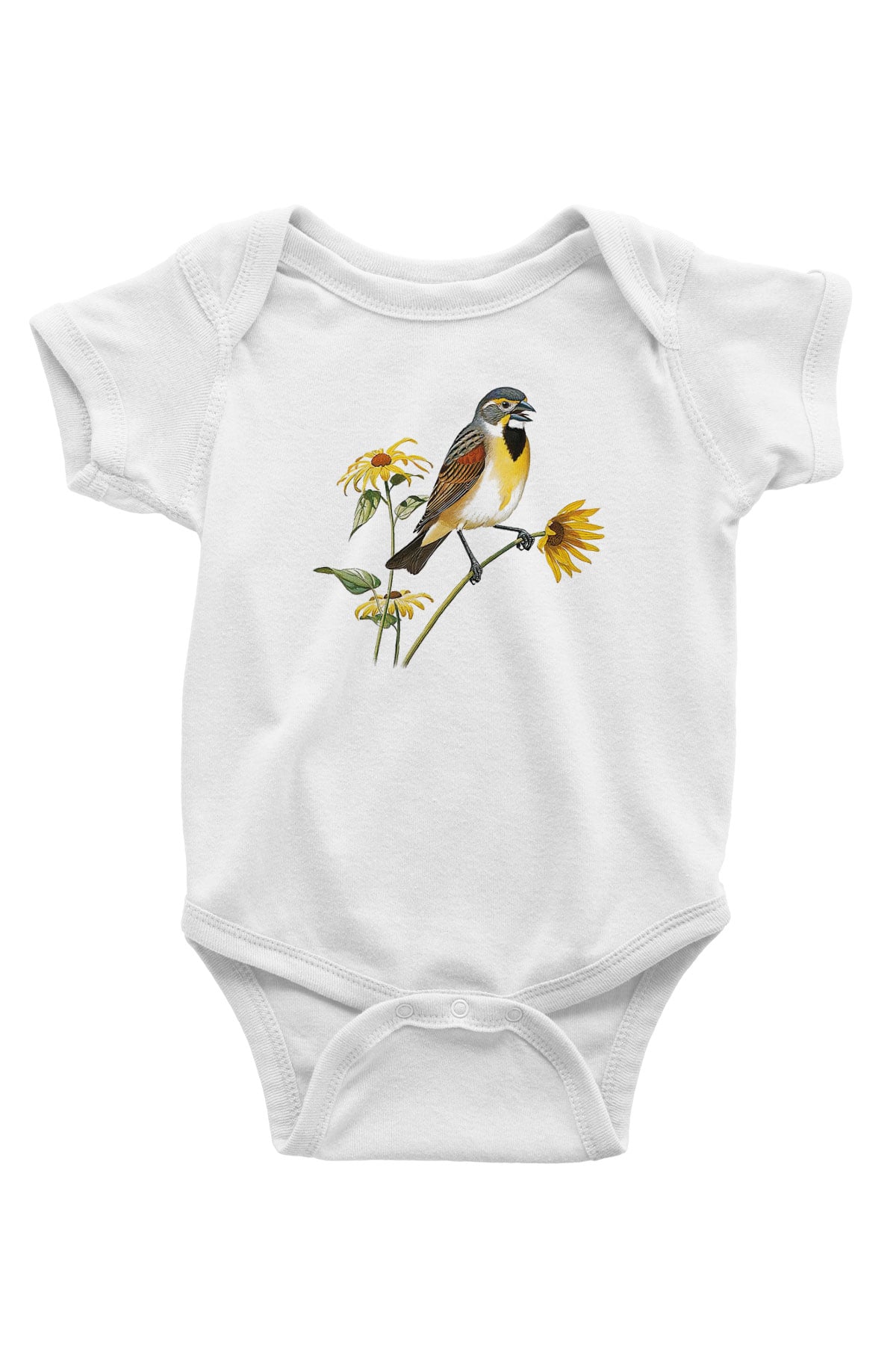 Kuş Baskılı Beyaz Unisex Bebek Body - Zıbın