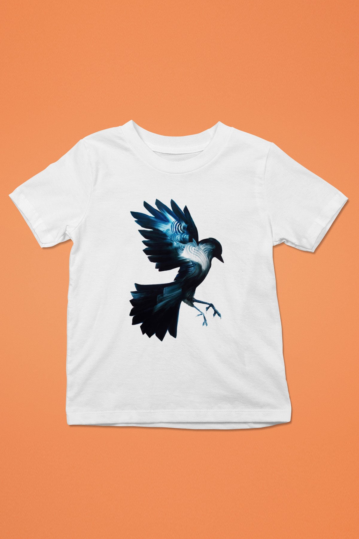 Kuş Baskılı Beyaz Unisex Çocuk Tişört