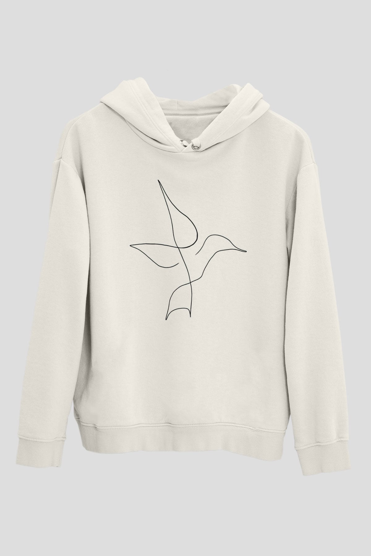 Kuş Beyaz Unisex Kapüşonlu Sweatshirt