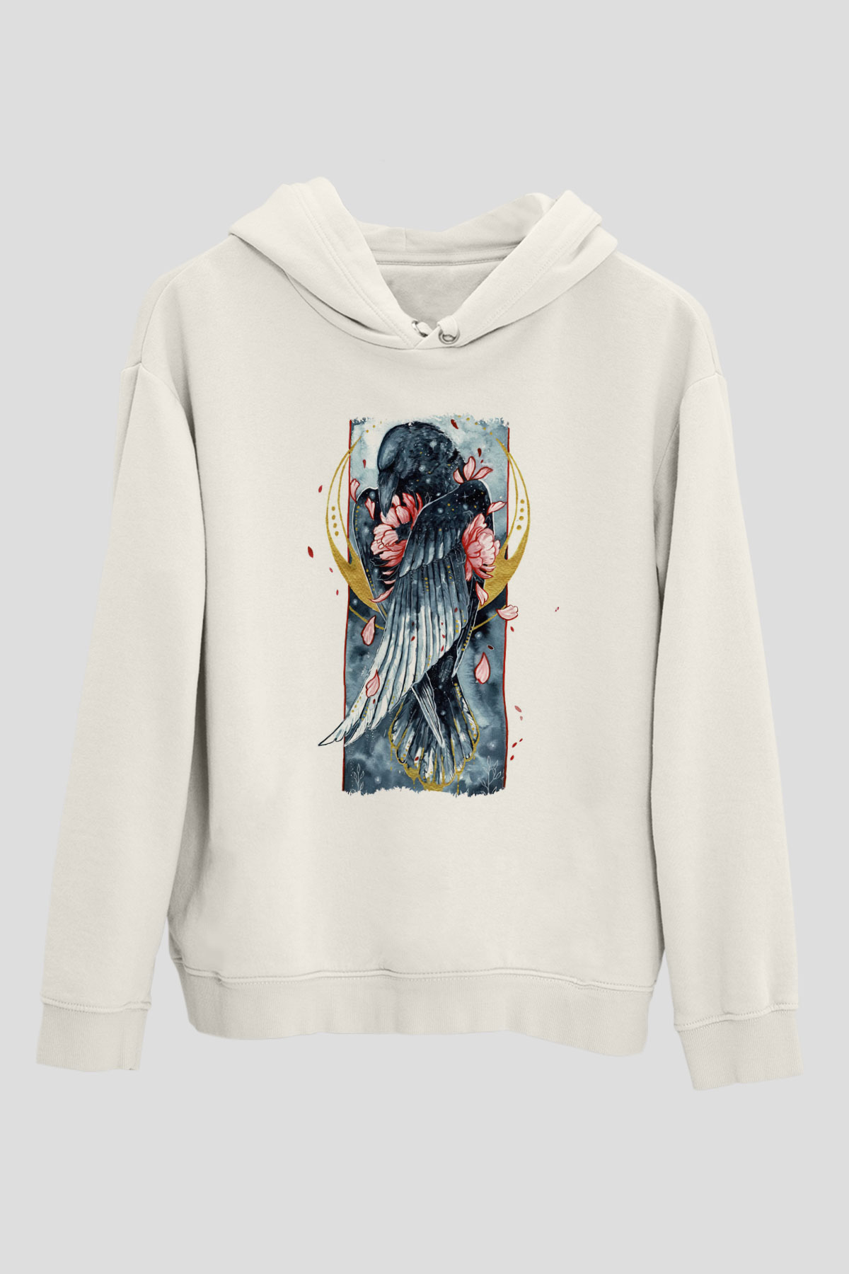 Kuş Beyaz Unisex Kapüşonlu Sweatshirt