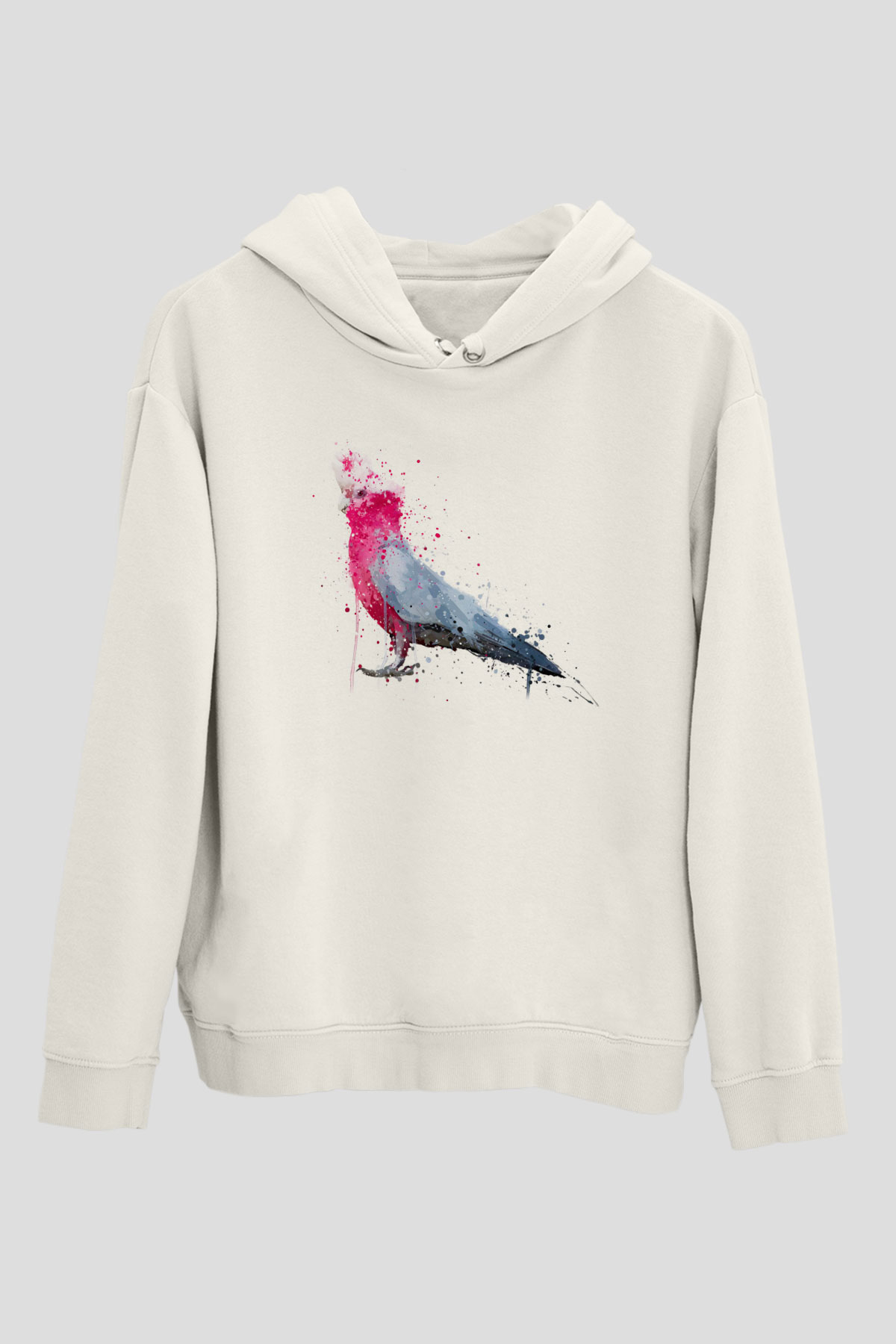 Kuş Beyaz Unisex Kapüşonlu Sweatshirt