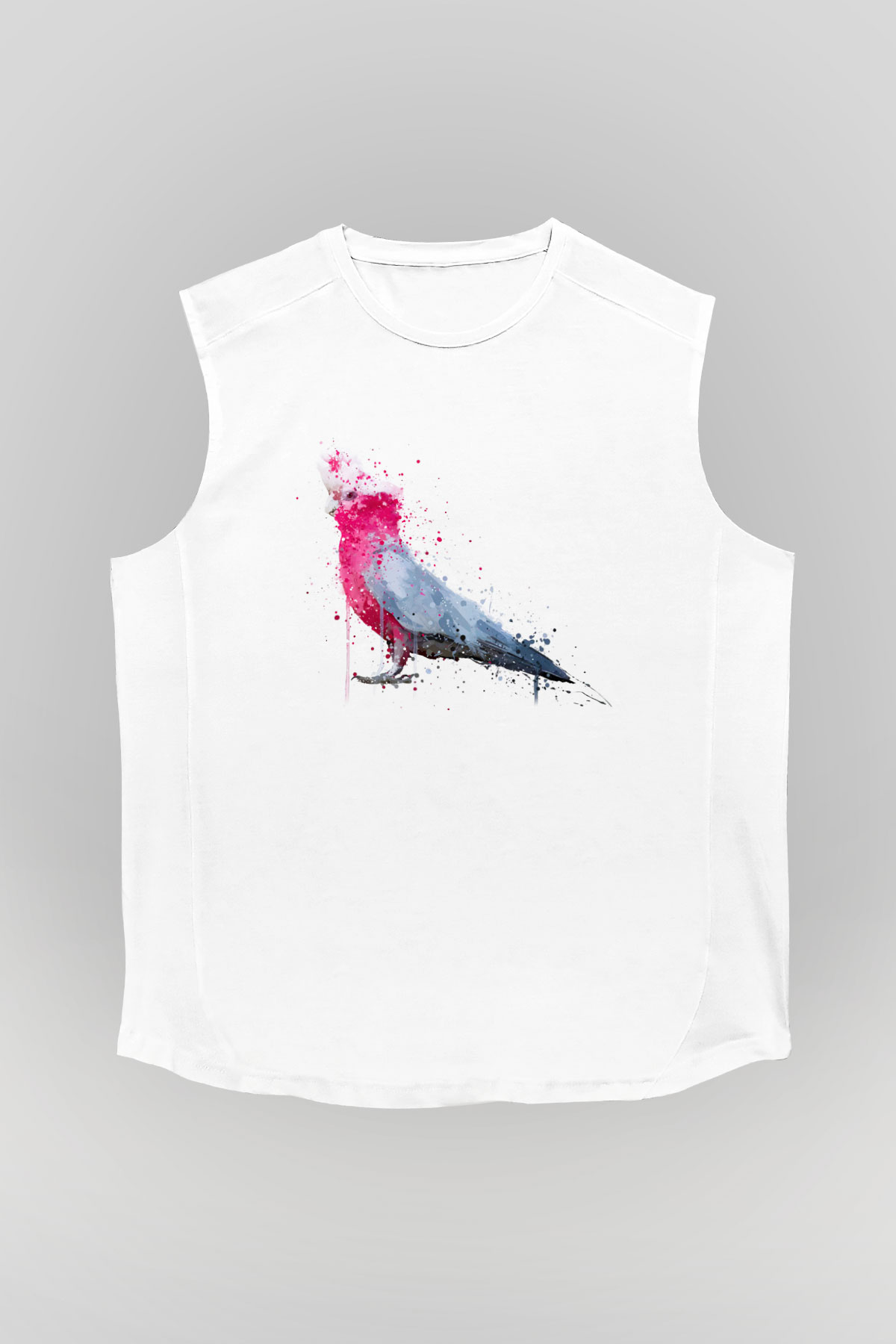 Kuş Beyaz Unisex Kolsuz Tişört