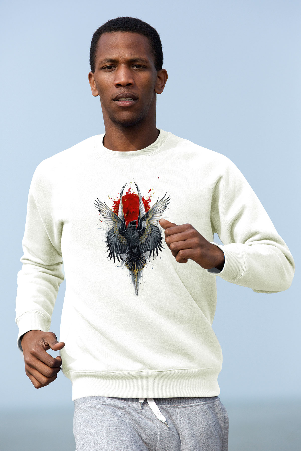 Kuş Beyaz Unisex Sweatshirt