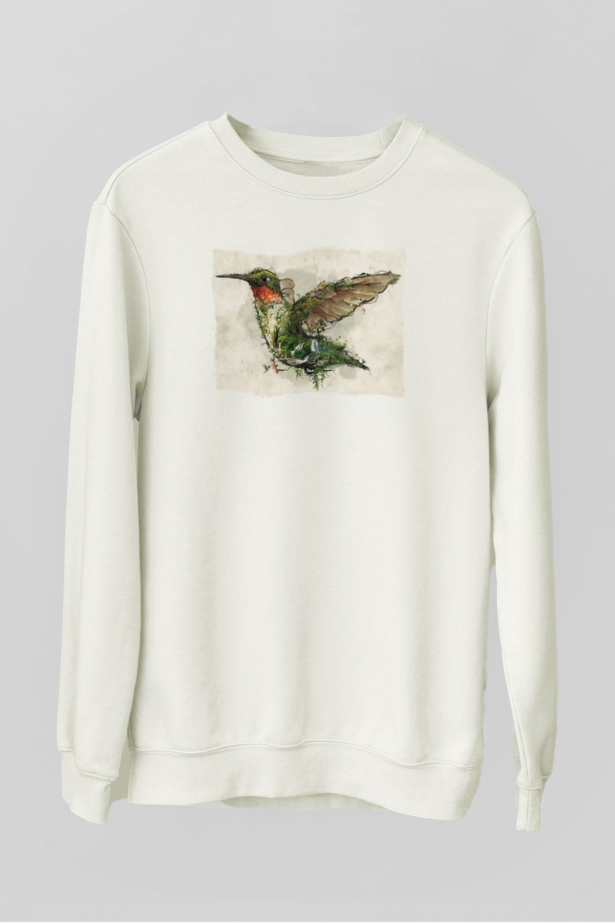 Kuş Beyaz Unisex Sweatshirt
