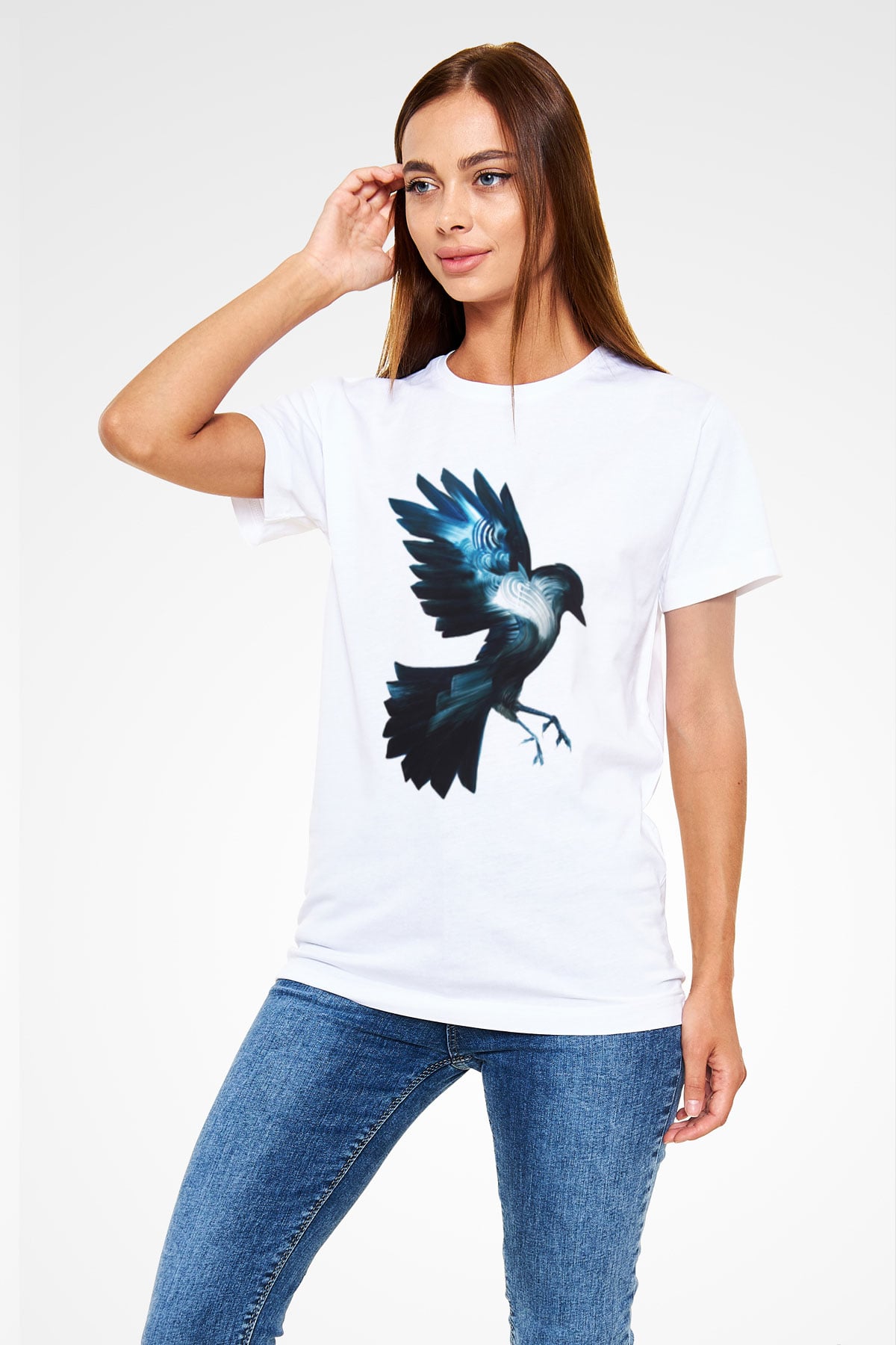 Kuş Beyaz Unisex Tişört T-Shirt - TişörtFabrikası