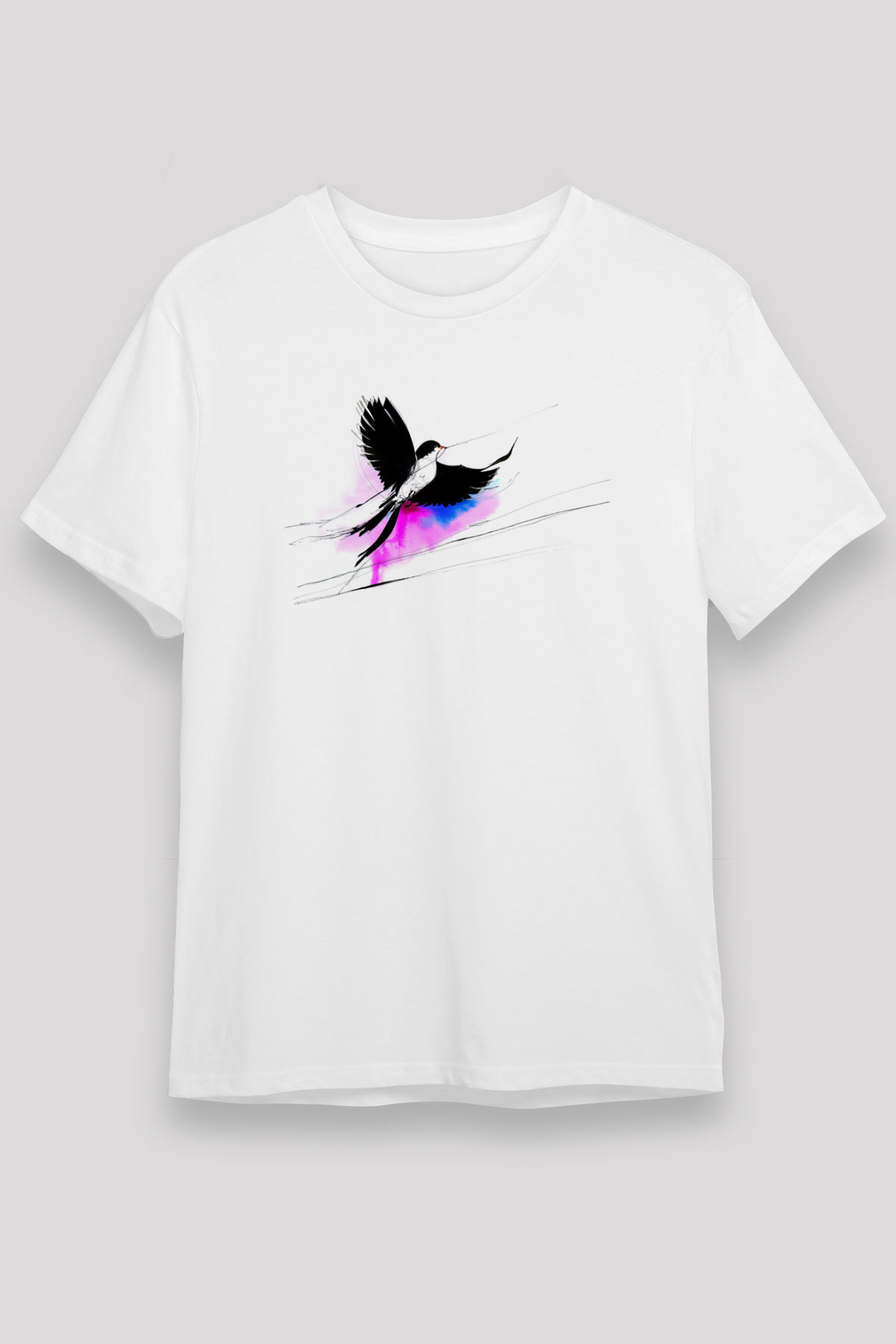 Kuş Beyaz Unisex Tişört T-Shirt - TişörtFabrikası