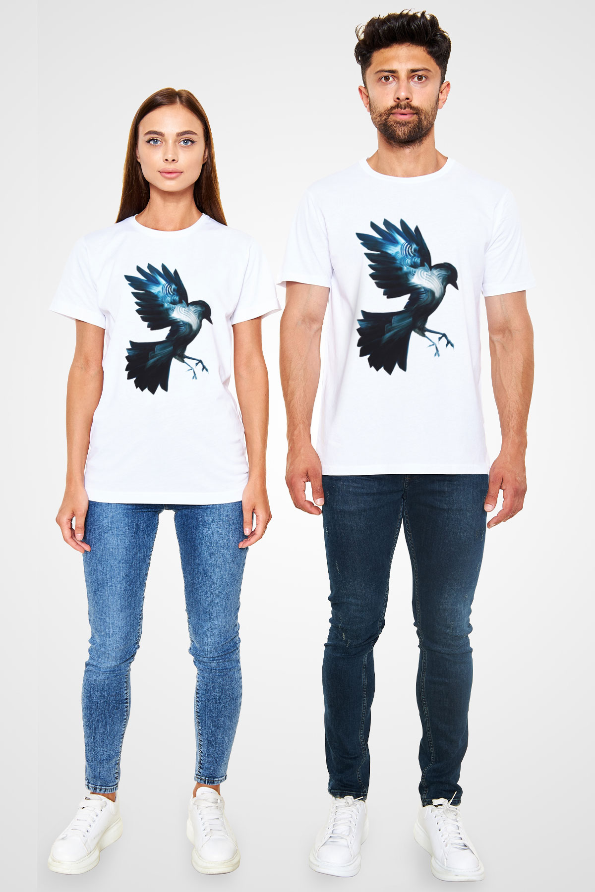 Kuş Beyaz Unisex Tişört T-Shirt - TişörtFabrikası