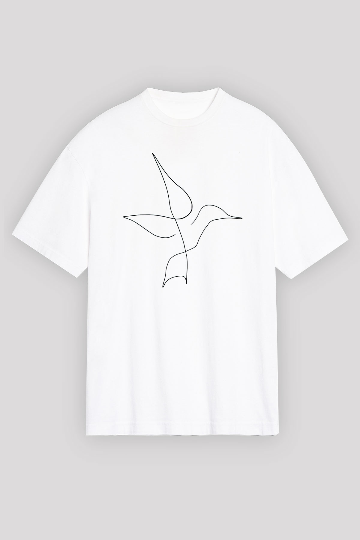 Kuş Beyaz Oversize Tişört Oversize T-shirt - TişörtFabrikası