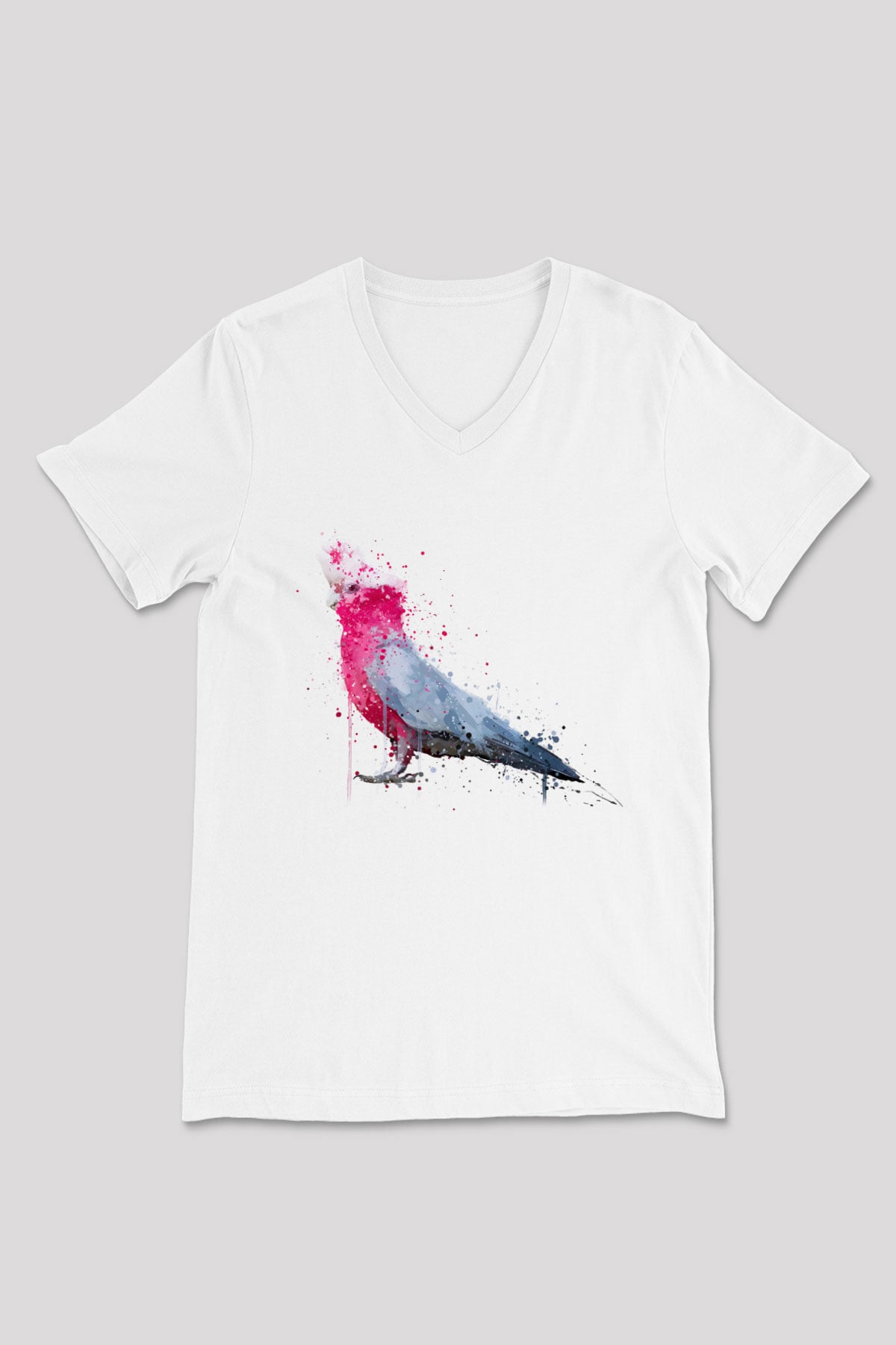 Kuş Beyaz Unisex V Yaka Tişört