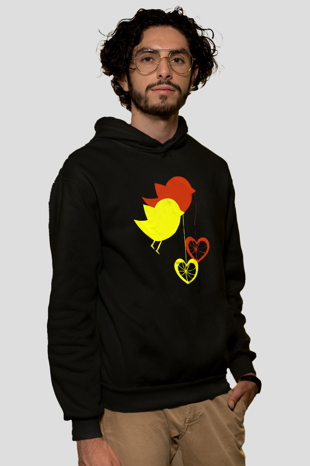 Kuş Siyah Unisex Hoodie