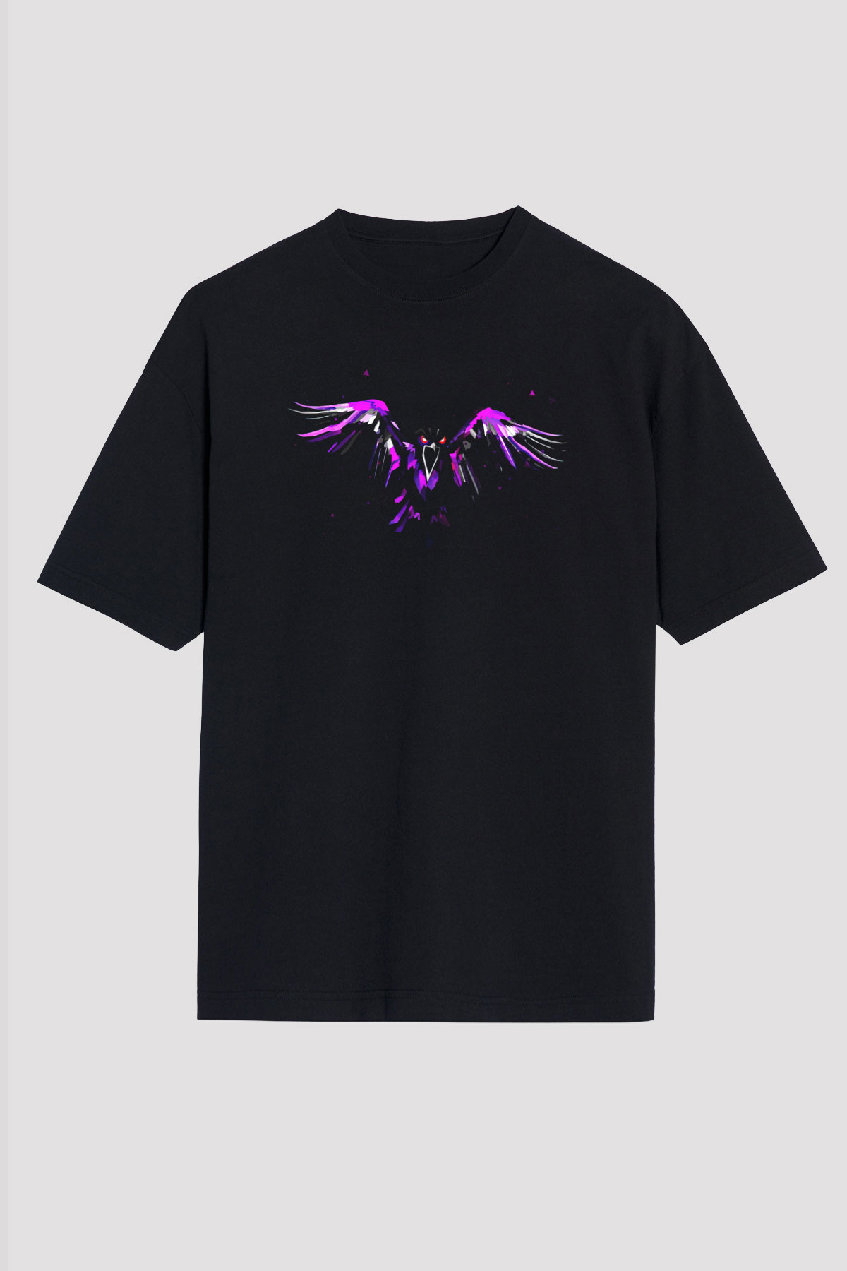 Kuş Siyah Unisex Oversize Tişört T-Shirt