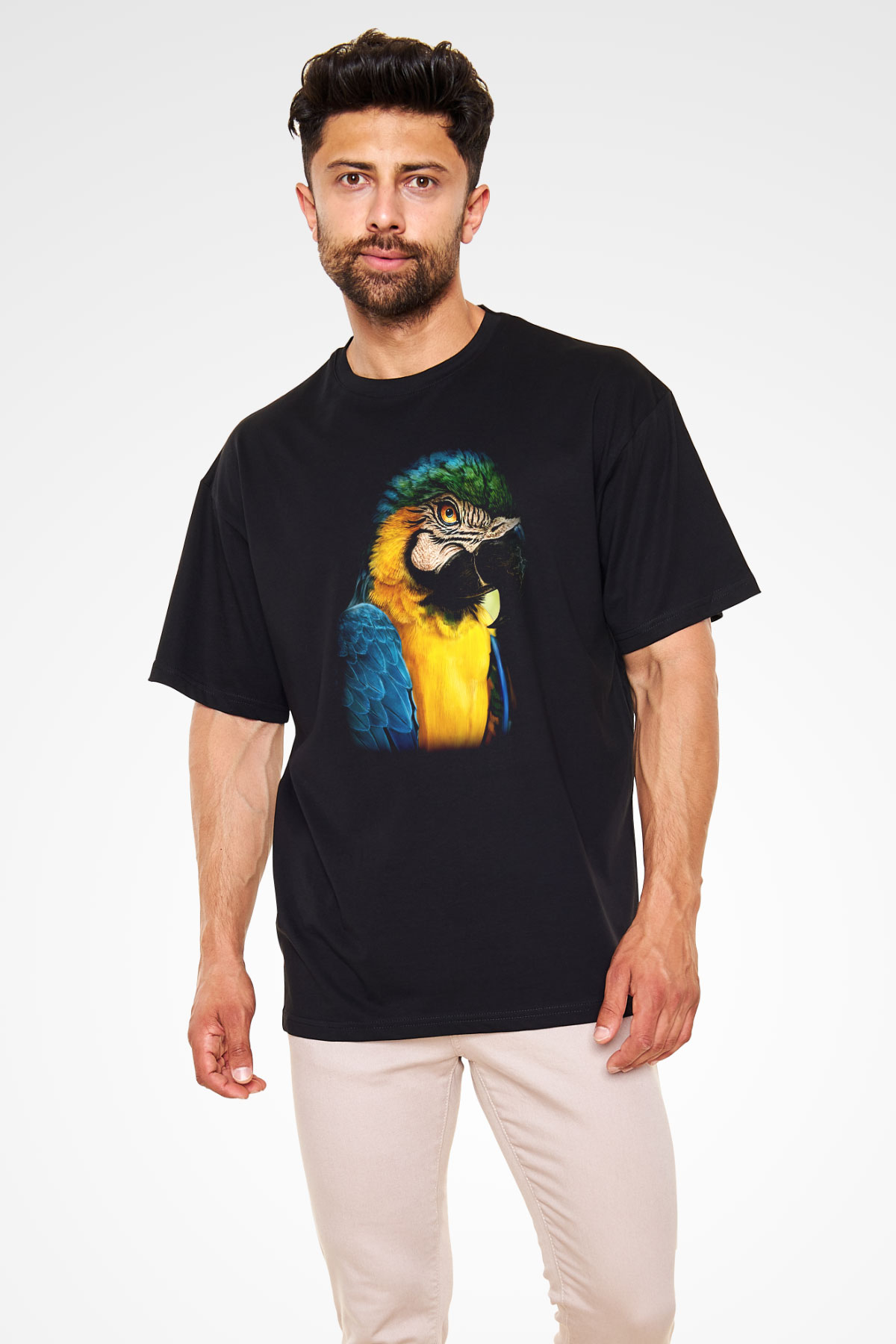 Kuş Siyah Unisex Oversize Tişört T-Shirt