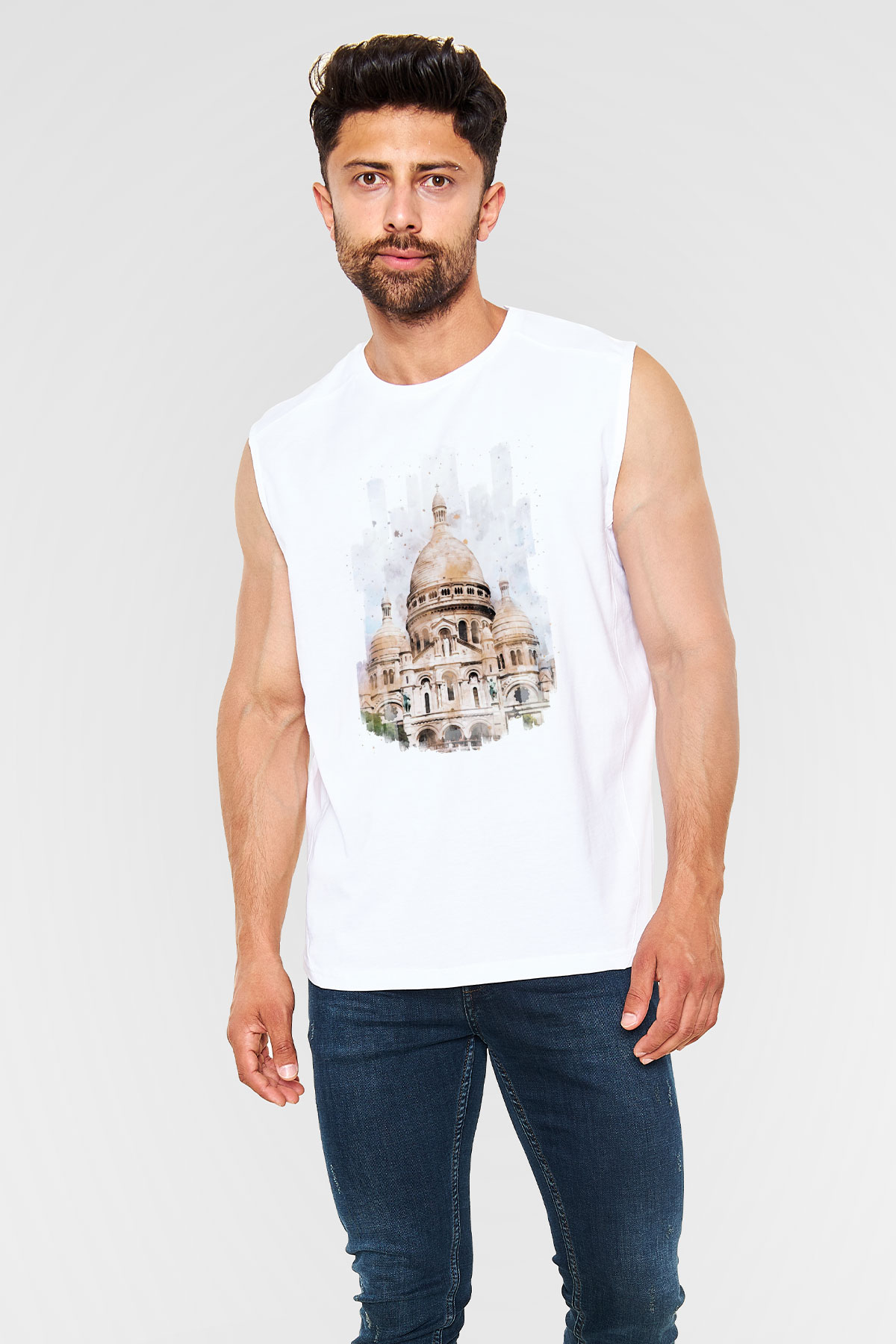 Kutsal Kalp Bazilikası Beyaz Unisex Kolsuz Tişört