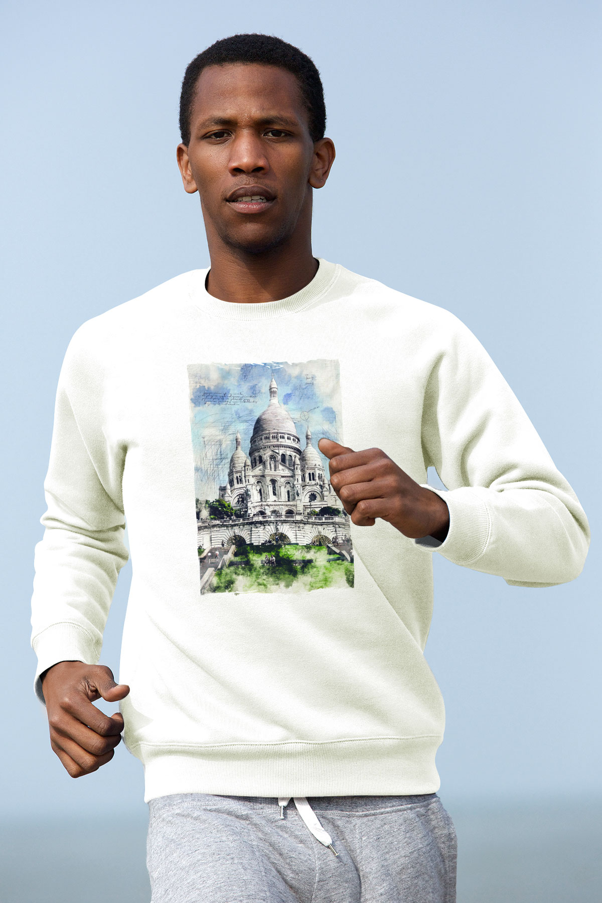 Kutsal Kalp Bazilikası Beyaz Unisex Sweatshirt