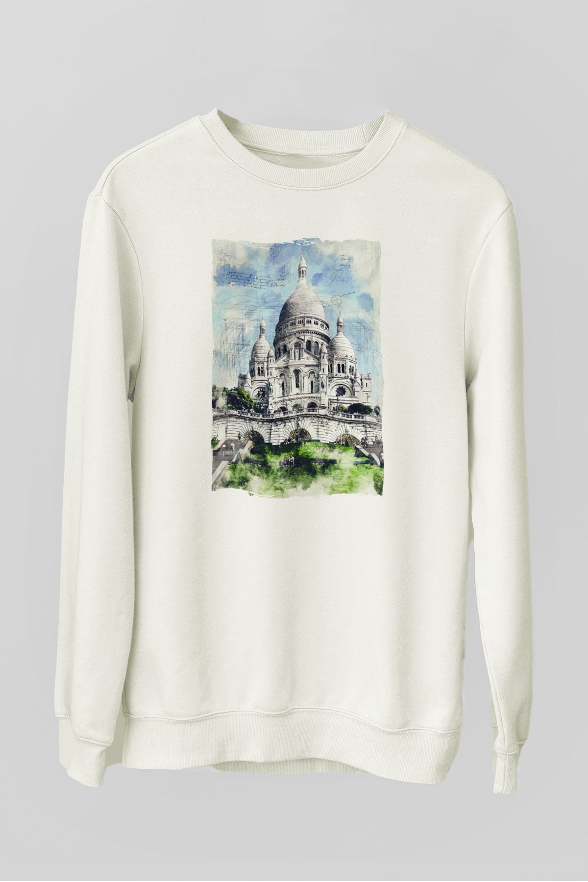 Kutsal Kalp Bazilikası Beyaz Unisex Sweatshirt