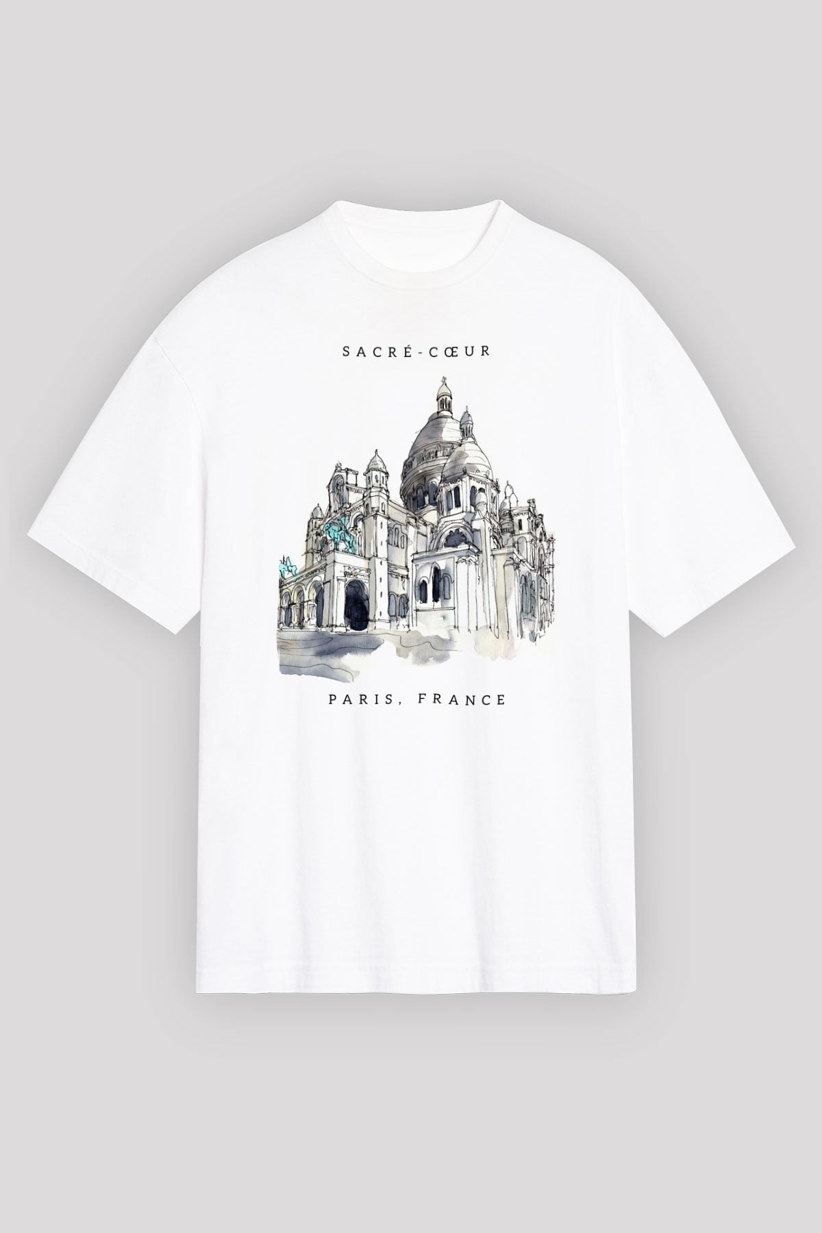 Kutsal Kalp Bazilikası Beyaz Oversize Tişört Oversize T-shirt - TişörtFabrikası