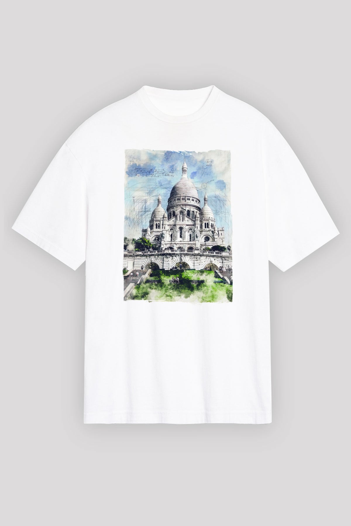 Kutsal Kalp Bazilikası Beyaz Oversize Tişört Oversize T-shirt - TişörtFabrikası