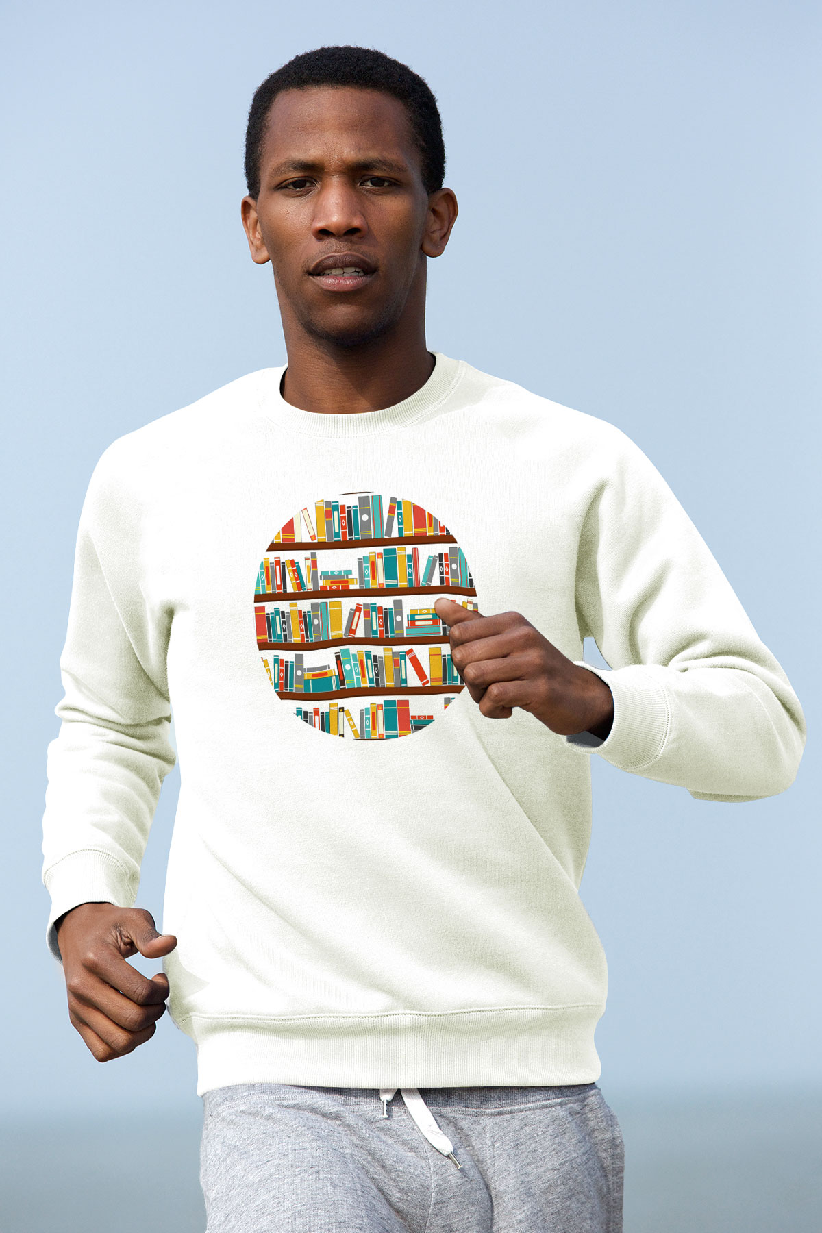 Kütüphaneci Beyaz Unisex Sweatshirt