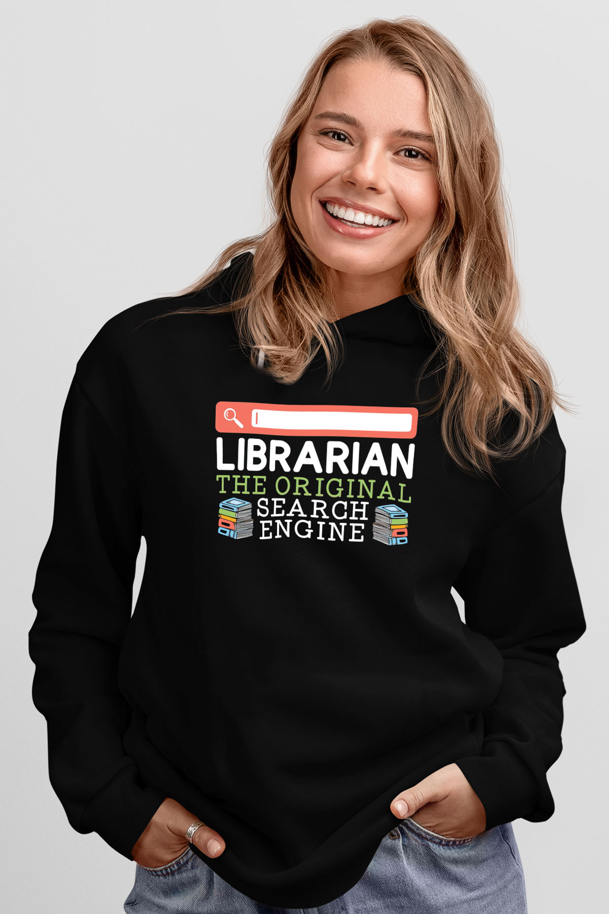 Kütüphaneci Siyah Unisex Kapüşonlu Sweatshirt
