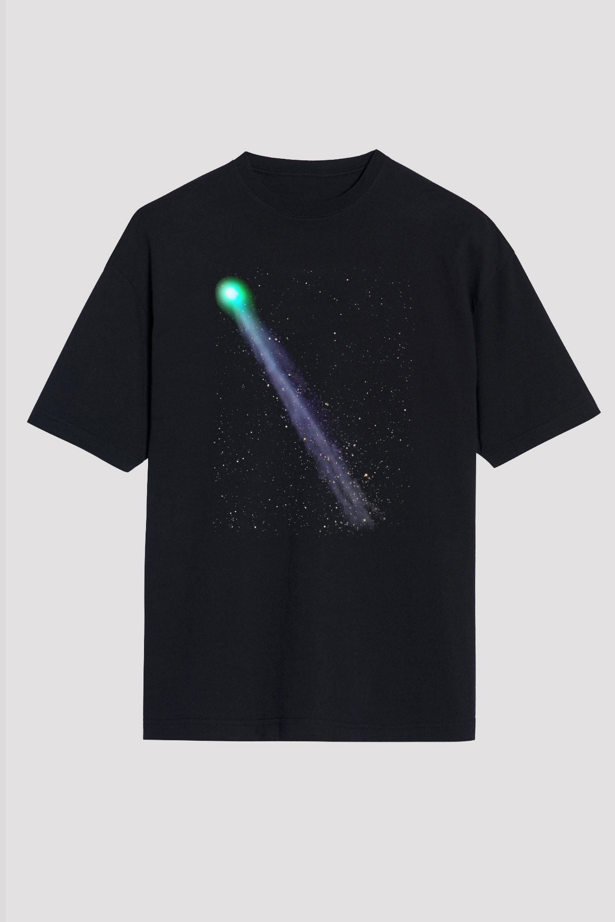 Kuyruklu yıldız Siyah Unisex Oversize Tişört T-Shirt