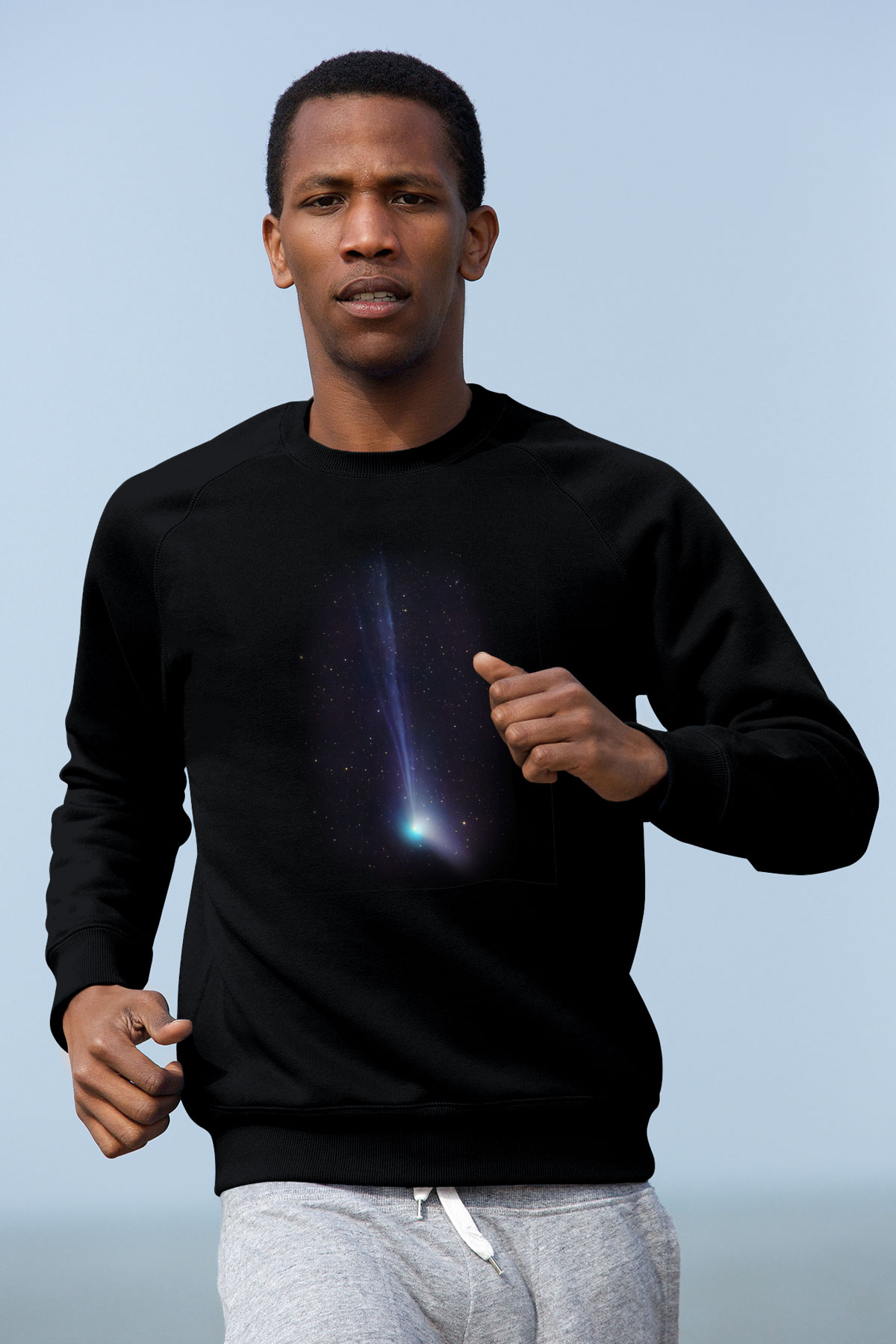 Kuyruklu yıldız Siyah Unisex Sweatshirt