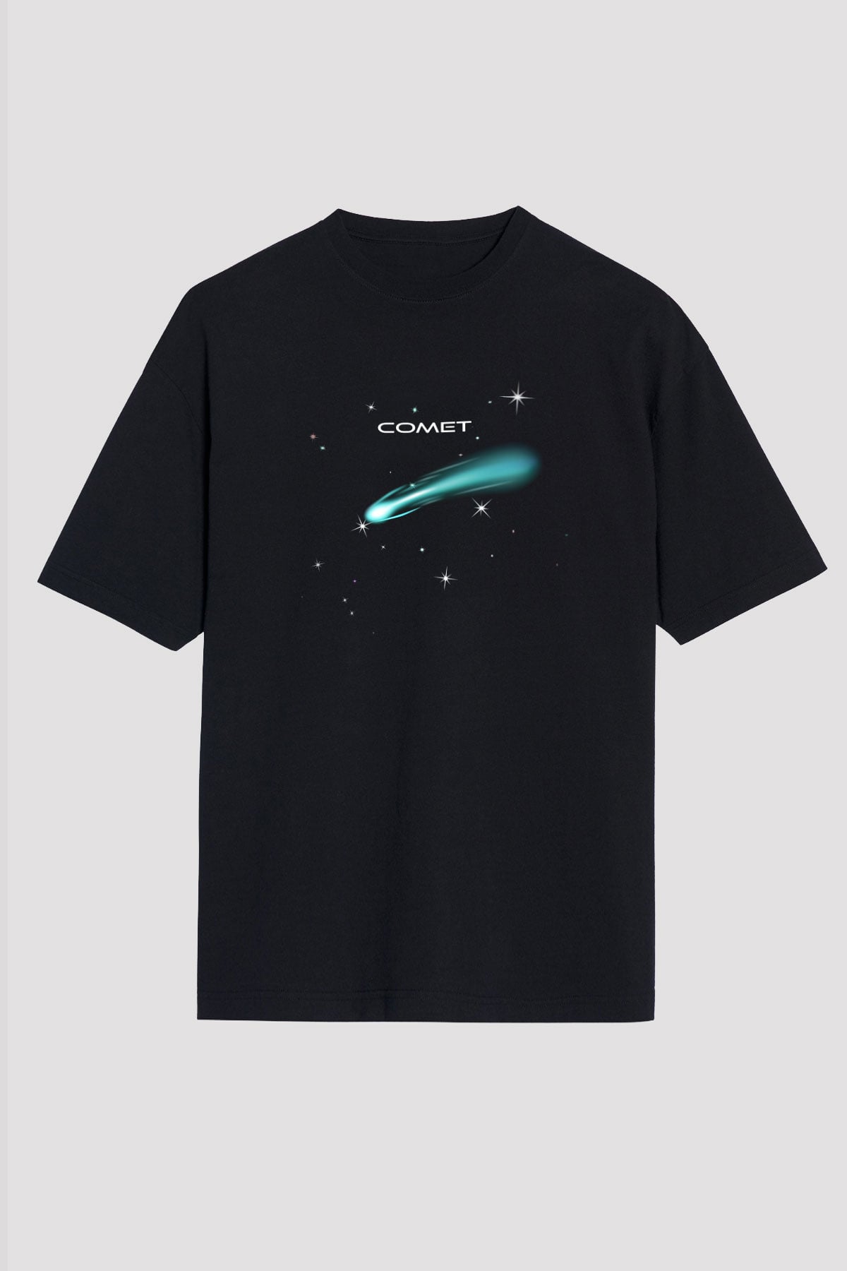 Kuyruklu yıldız Siyah Oversize Tişört Oversize T-shirt - TişörtFabrikası