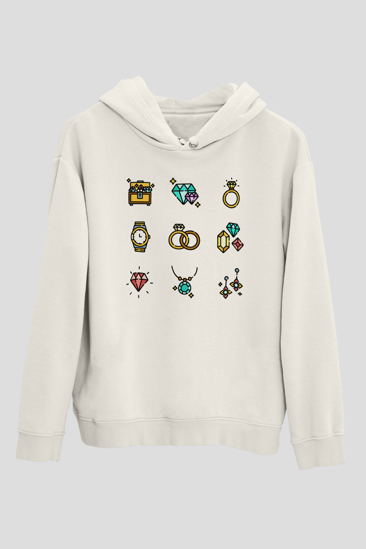 Kuyumcu Beyaz Unisex Hoodie