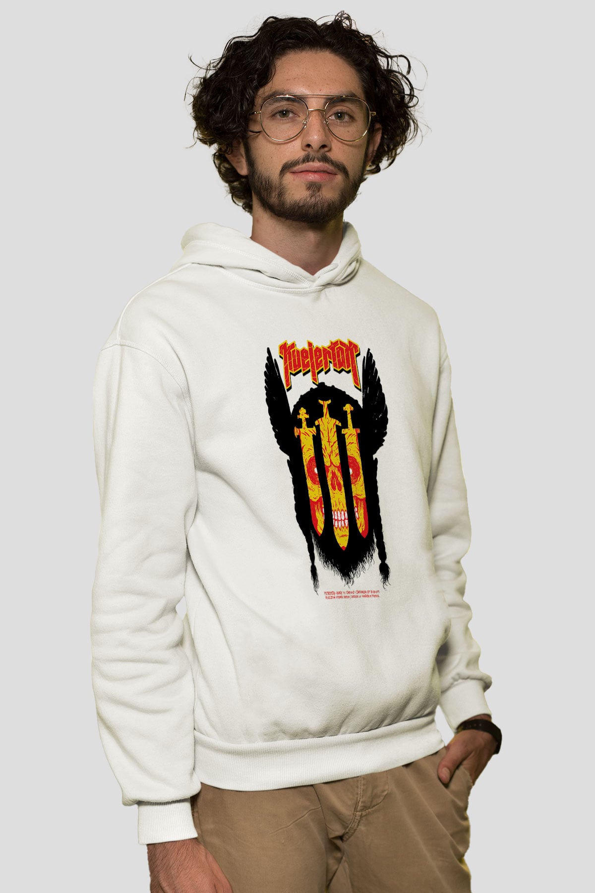 Kvelertak Beyaz Unisex Kapşonlu Sweatshirt