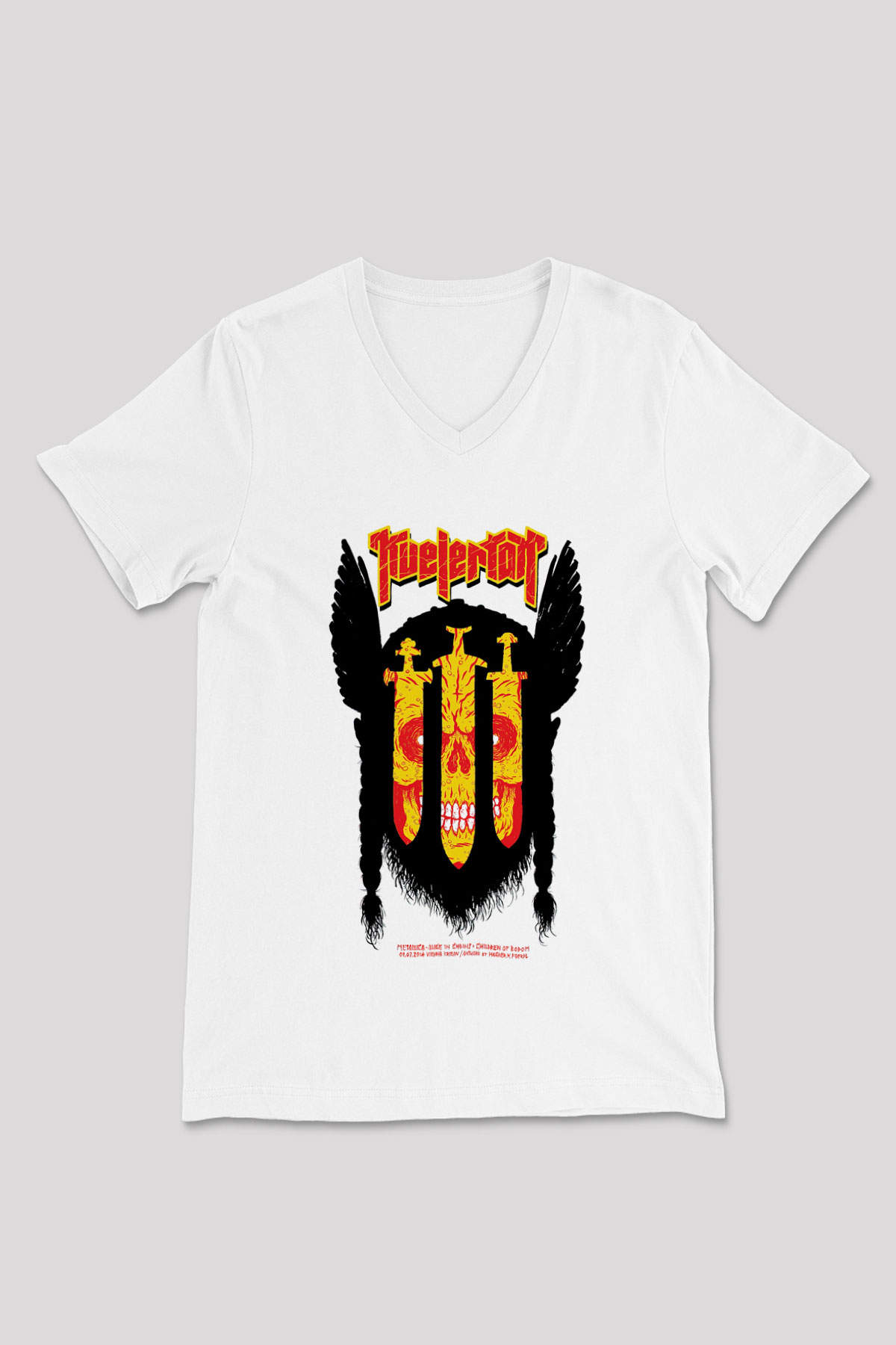 Kvelertak Beyaz Unisex V Yaka Tişört T-Shirt