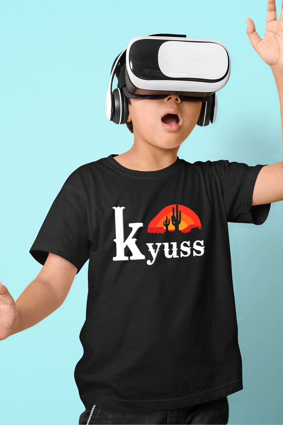 Kyuss Baskılı Siyah Unisex Çocuk Tişört