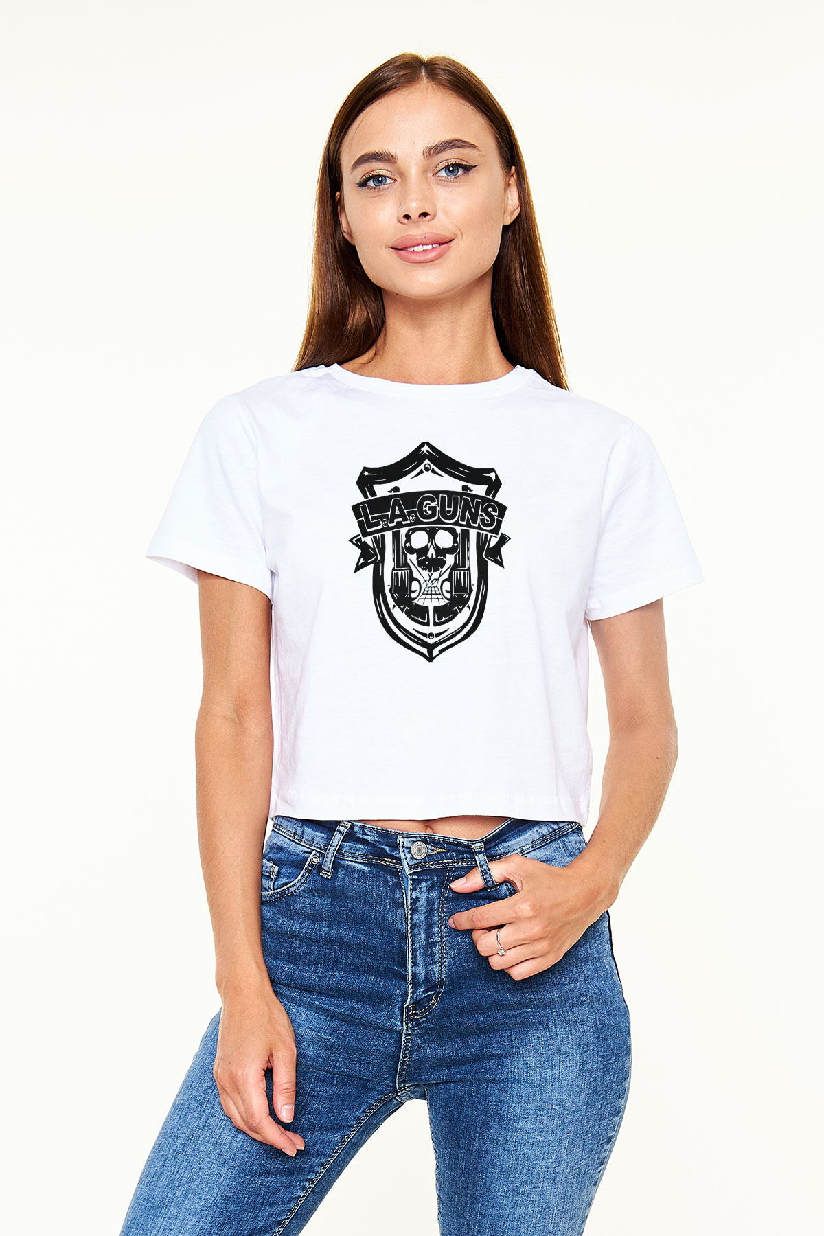 L.A. Guns Beyaz  Crop Top Tişört
