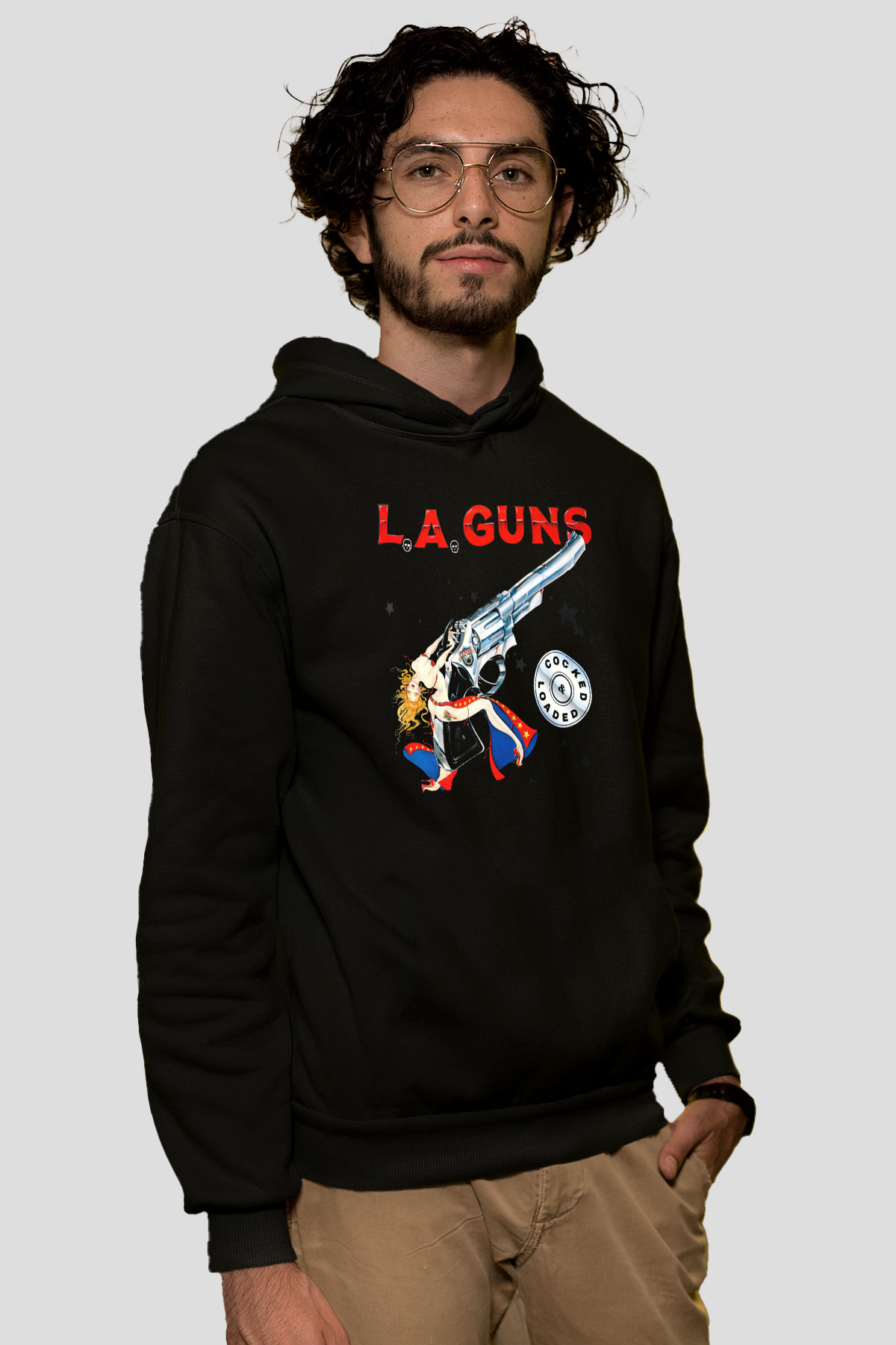 L.A. Guns Siyah Unisex Kapüşonlu Sweatshirt