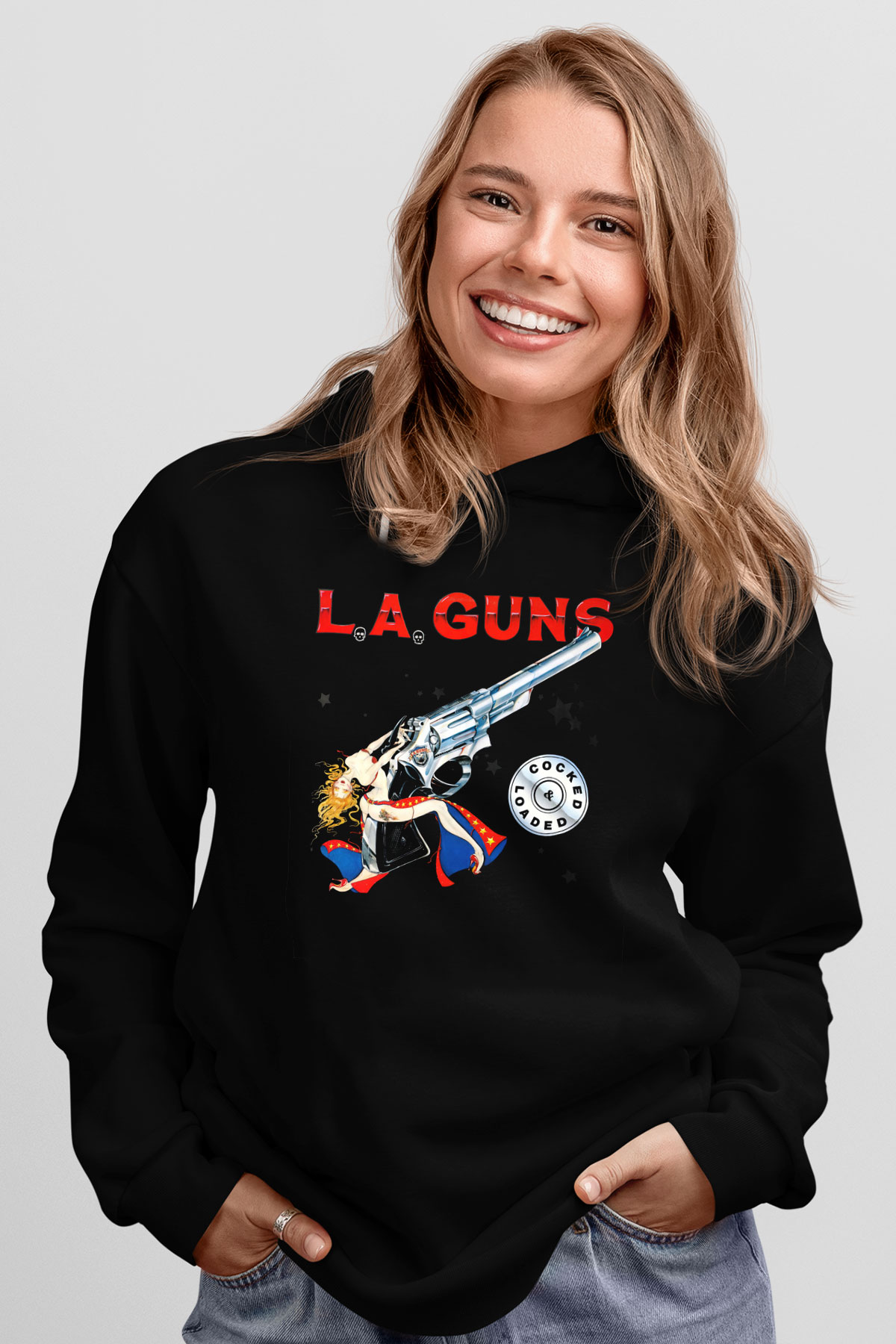 L.A. Guns Siyah Unisex Kapüşonlu Sweatshirt