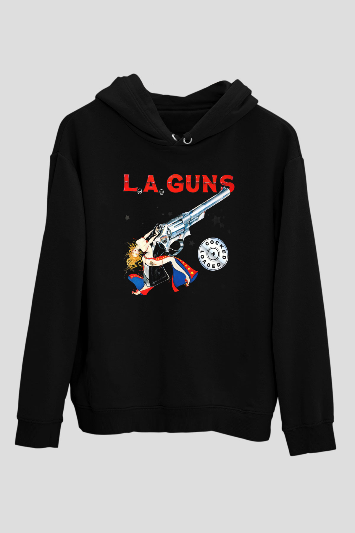 L.A. Guns Siyah Unisex Kapüşonlu Sweatshirt