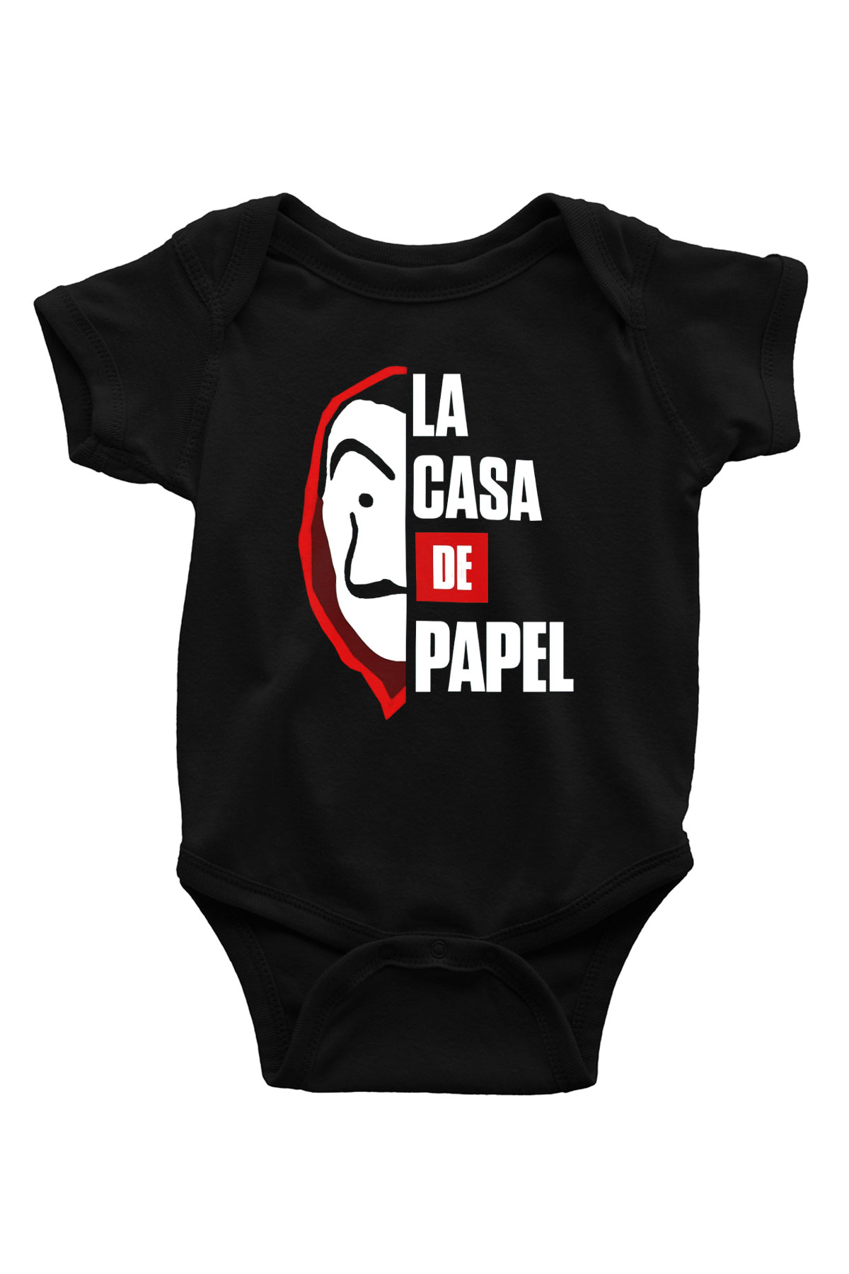 La casa de papel Baskılı Siyah Bebek Body - Zıbın
