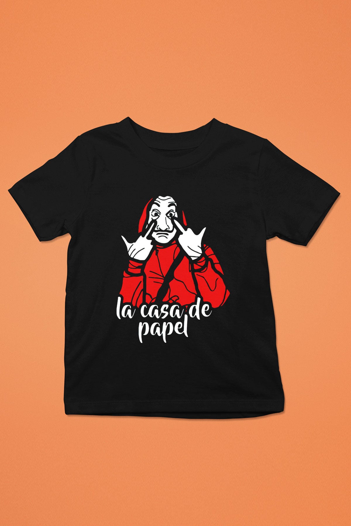 La casa de papel Baskılı Siyah Unisex Çocuk Tişört