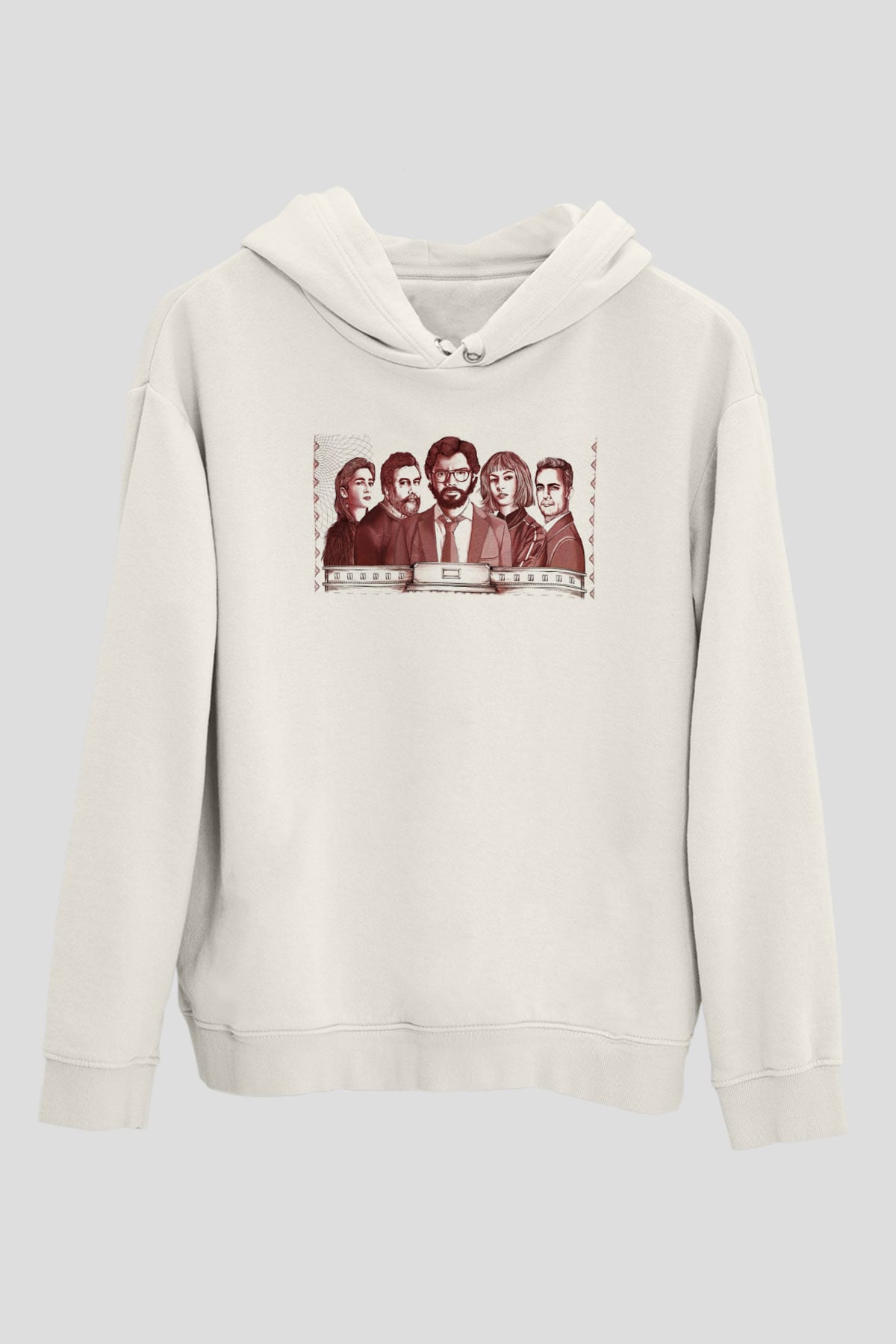 La casa de papel Beyaz Unisex Kapşonlu Sweatshirt