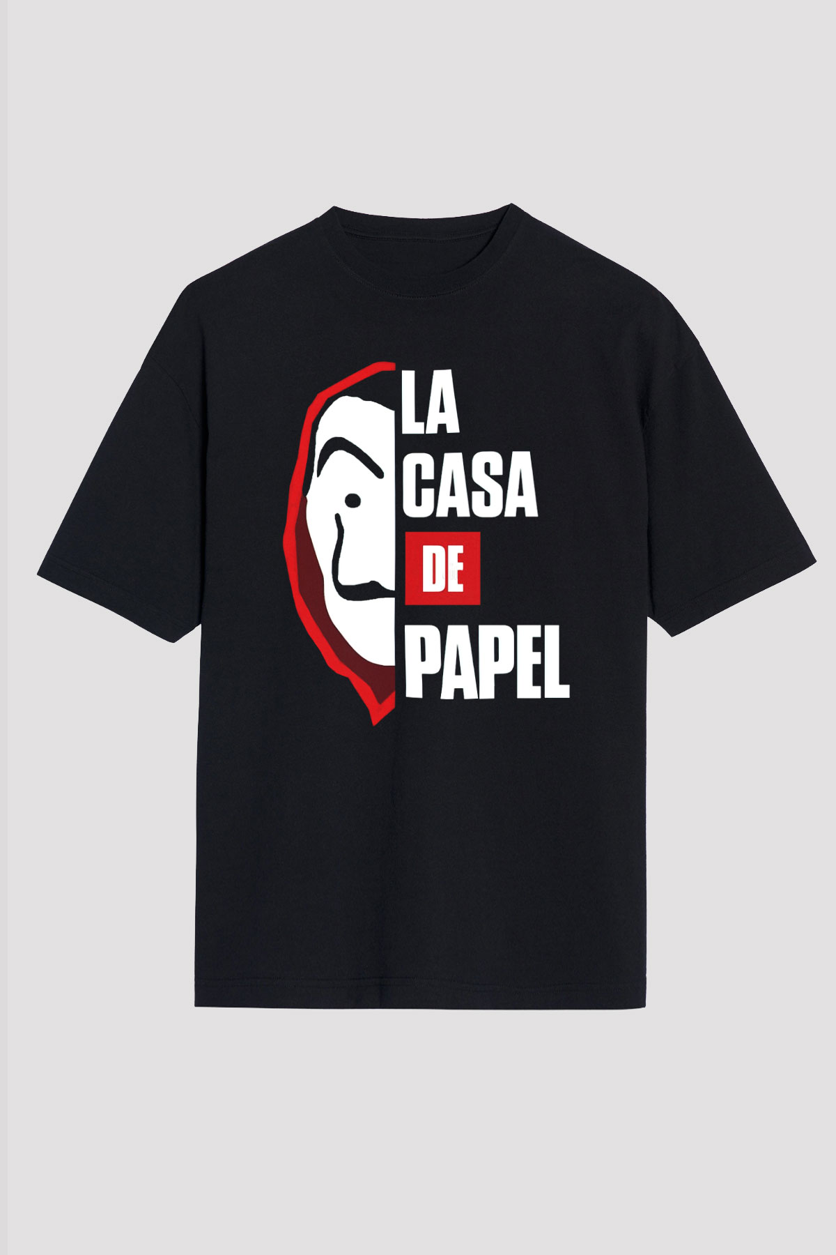 La casa de papel Siyah Unisex Oversize Tişört T-Shirt