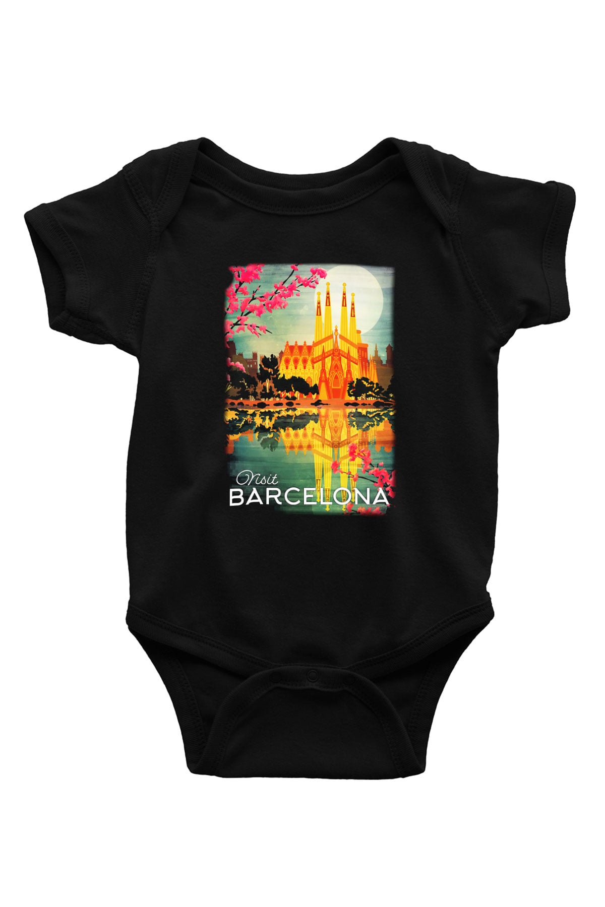 La Sagrada Familia Baskılı Siyah Bebek Body - Zıbın