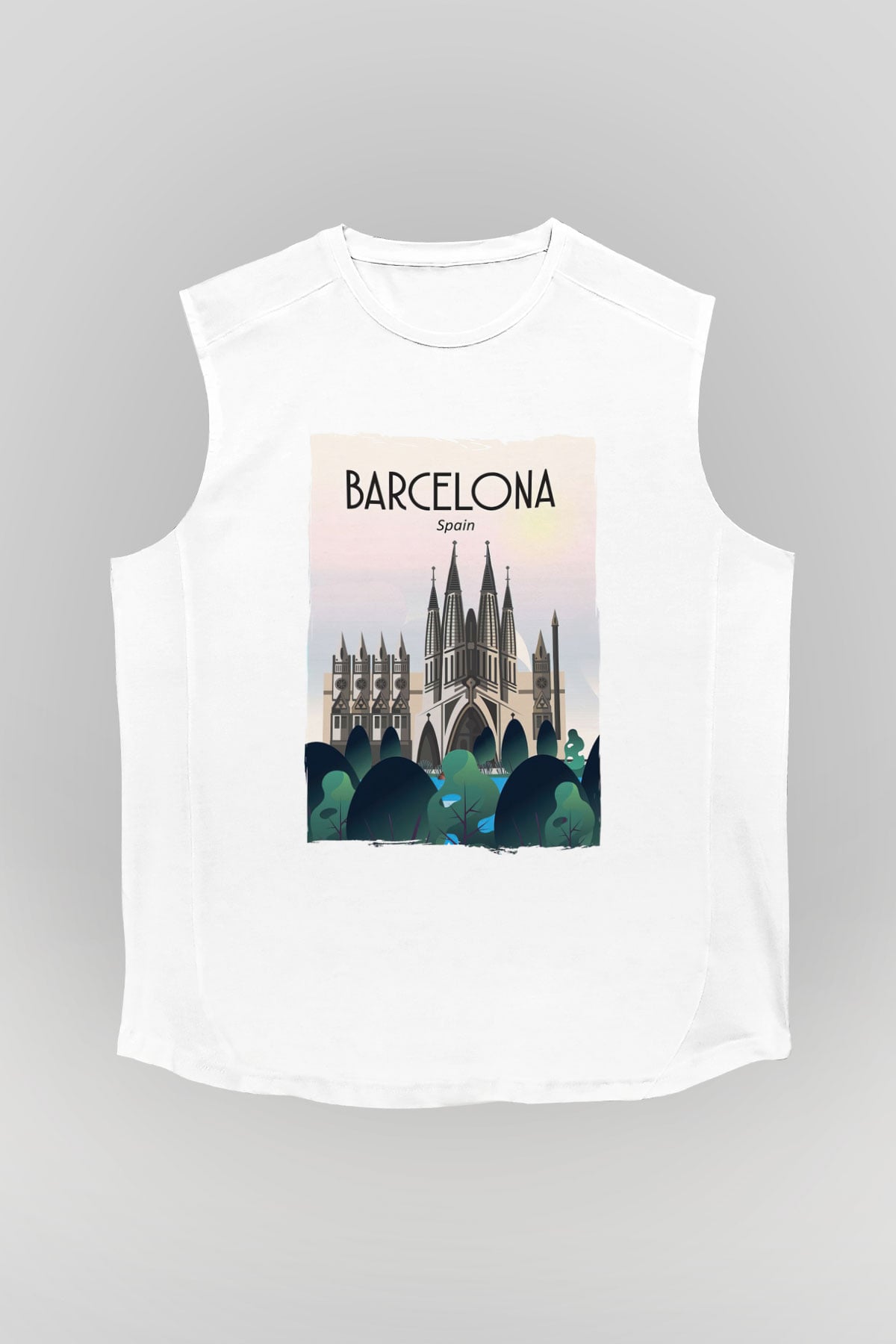 La Sagrada Familia Beyaz Unisex Kolsuz Tişört